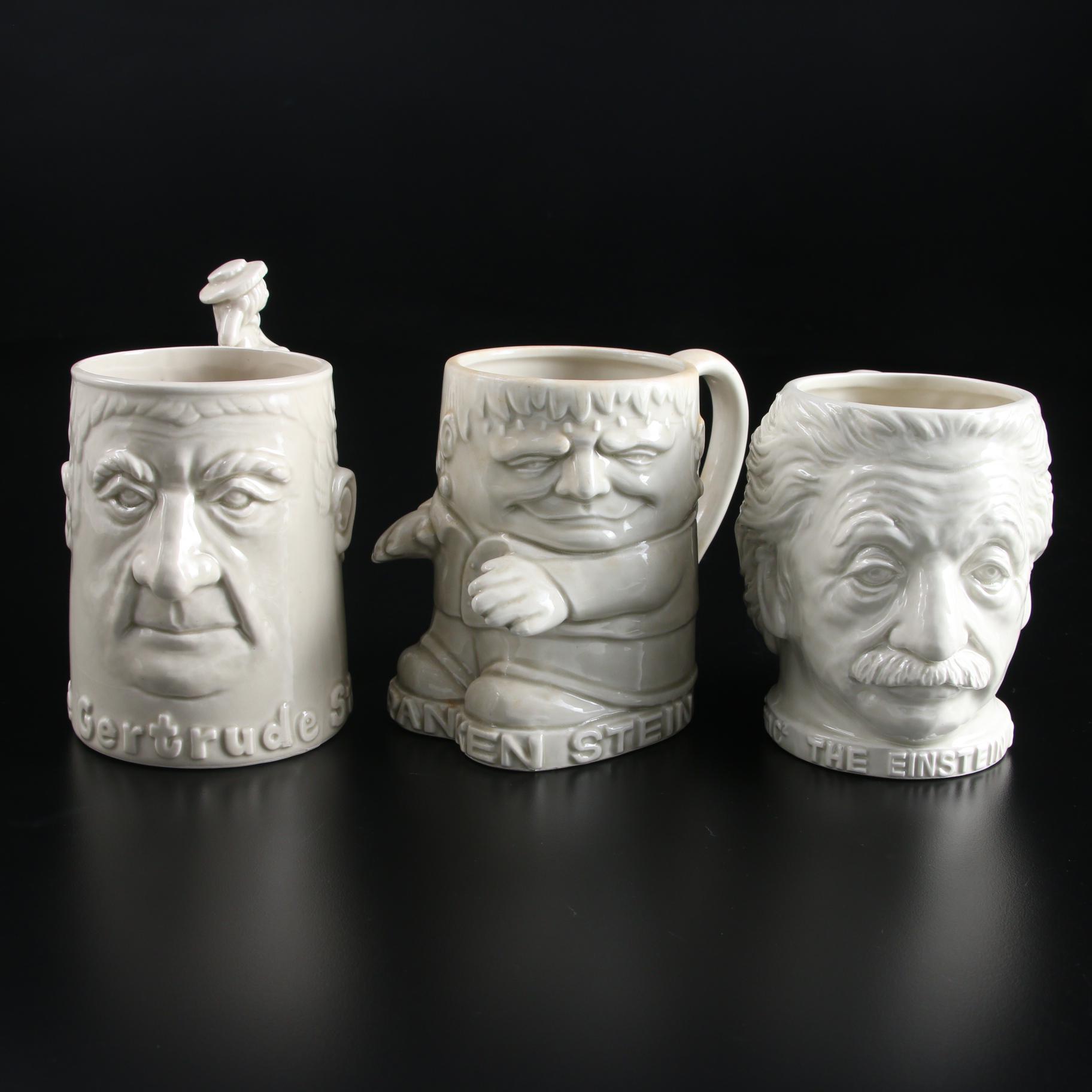 Fitz and Floyd "The Gertrude" Stein, "The Einstein" and "The Franken Stein" Mugs
