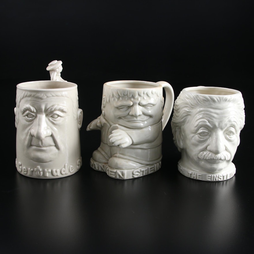 Fitz and Floyd "The Gertrude" Stein, "The Einstein" and "The Franken Stein" Mugs