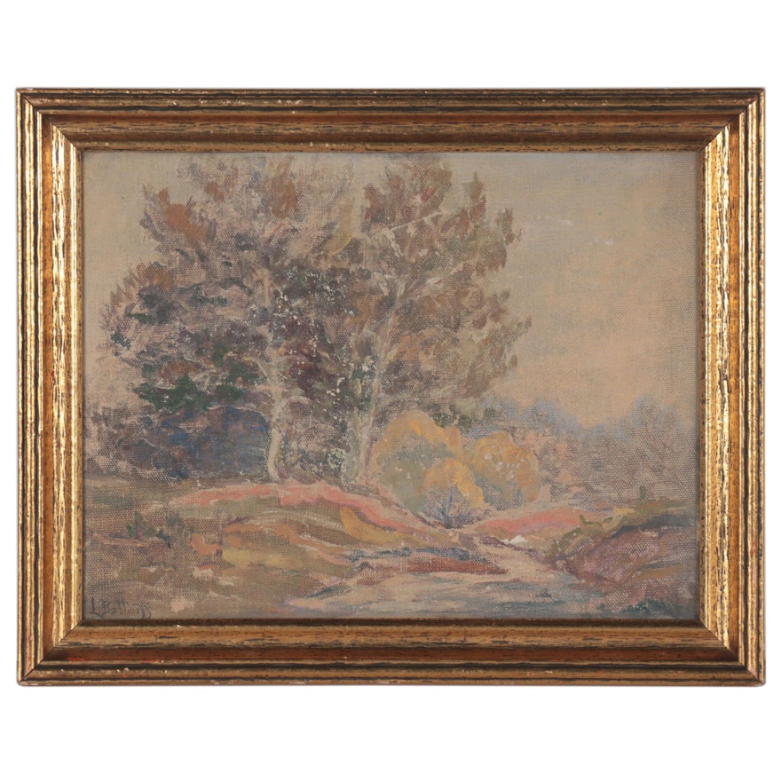 Landscape Oil Painting of Forest, Early 20th Century