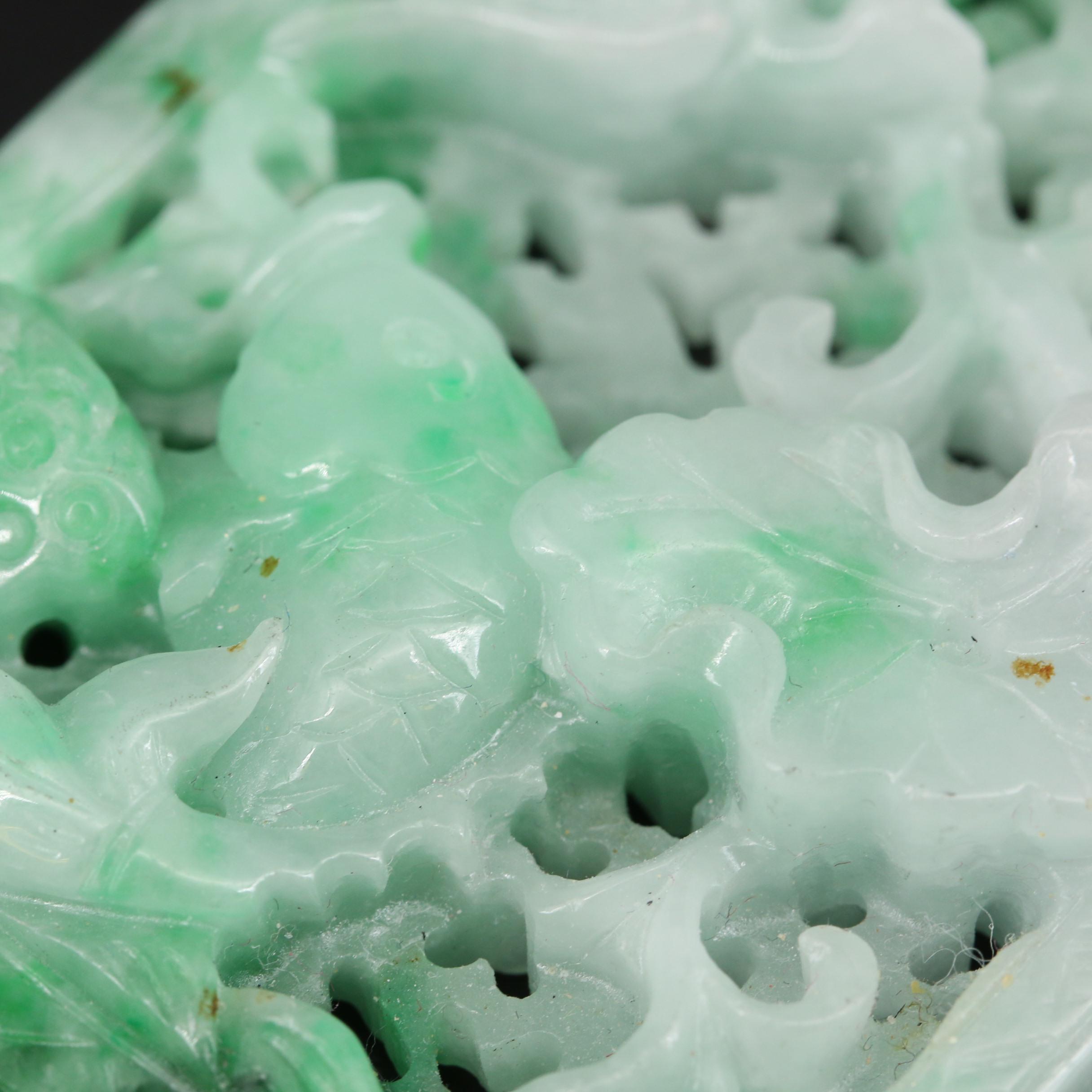 Carved Jadeite Floral Pendant Necklace with Quartzite Bead Accents