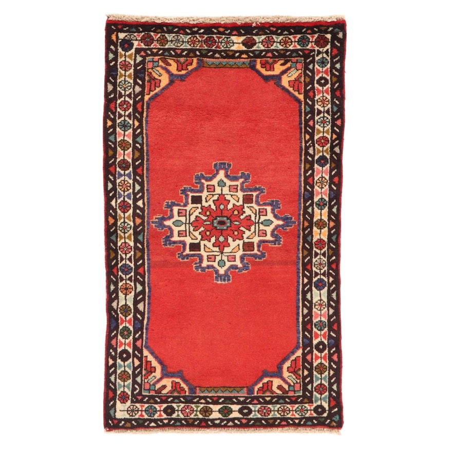 2'4 x 4'1 Hand-Knotted Persian Malayer Rug, 1980s