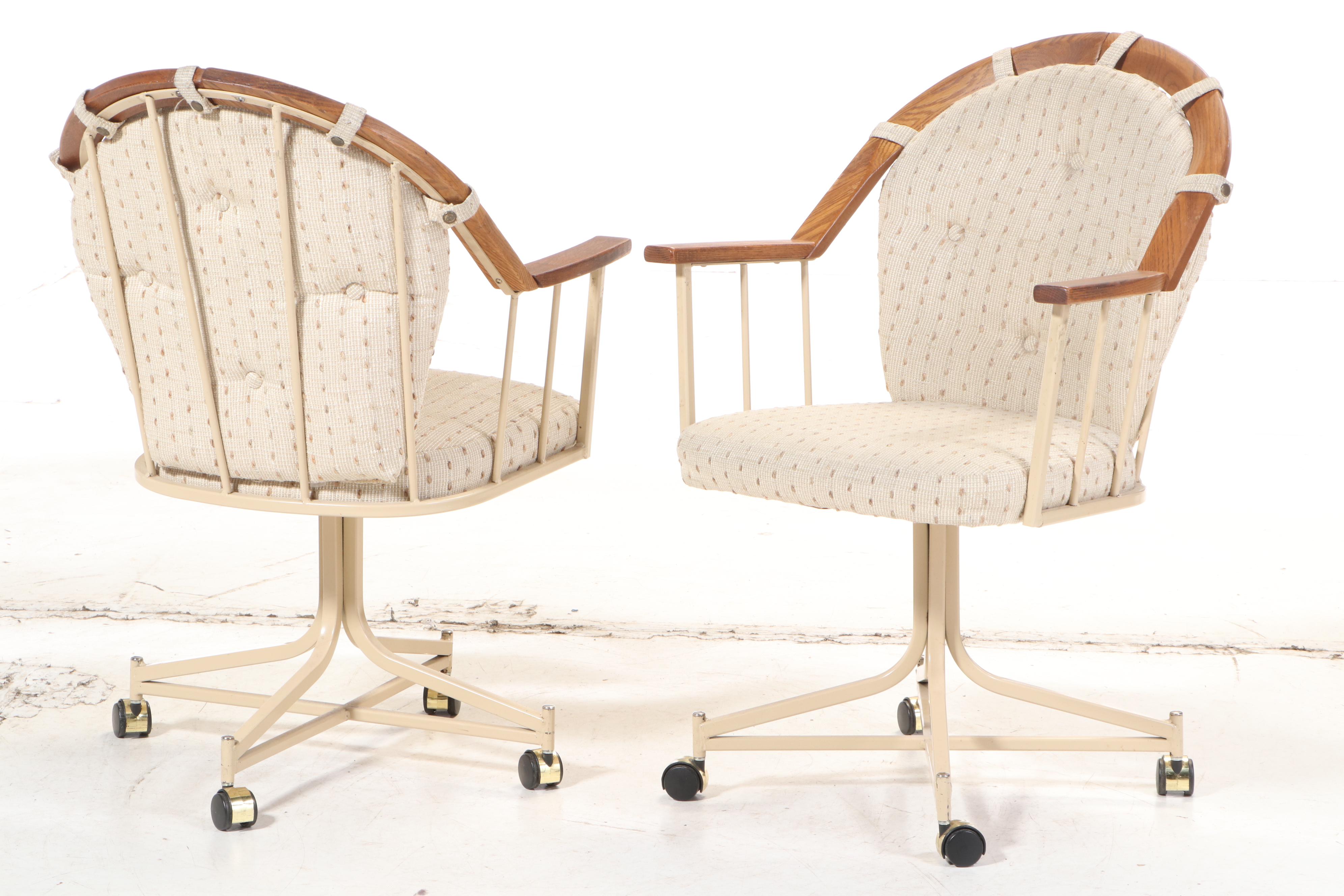 Three Stoneville Furniture Metal Dining Chairs on Casters with Laminate Table