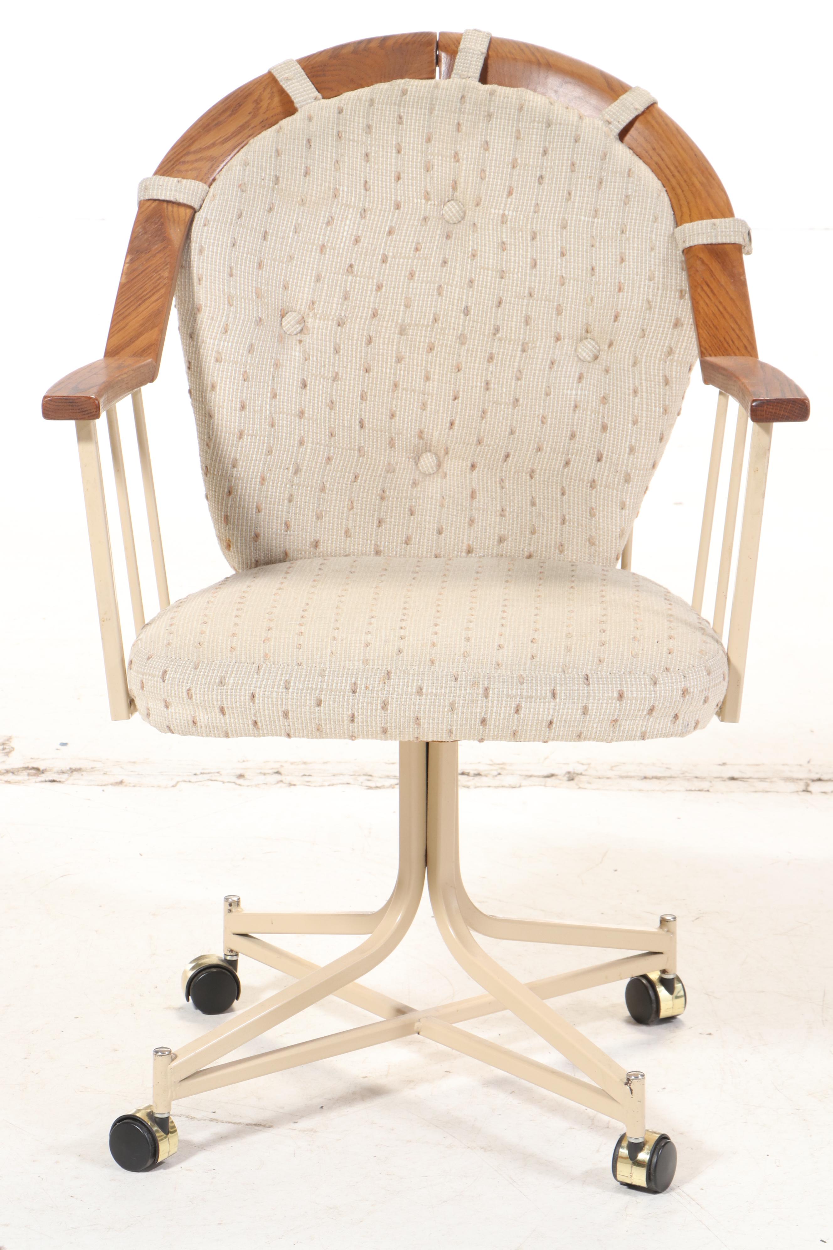 Three Stoneville Furniture Metal Dining Chairs on Casters with Laminate Table