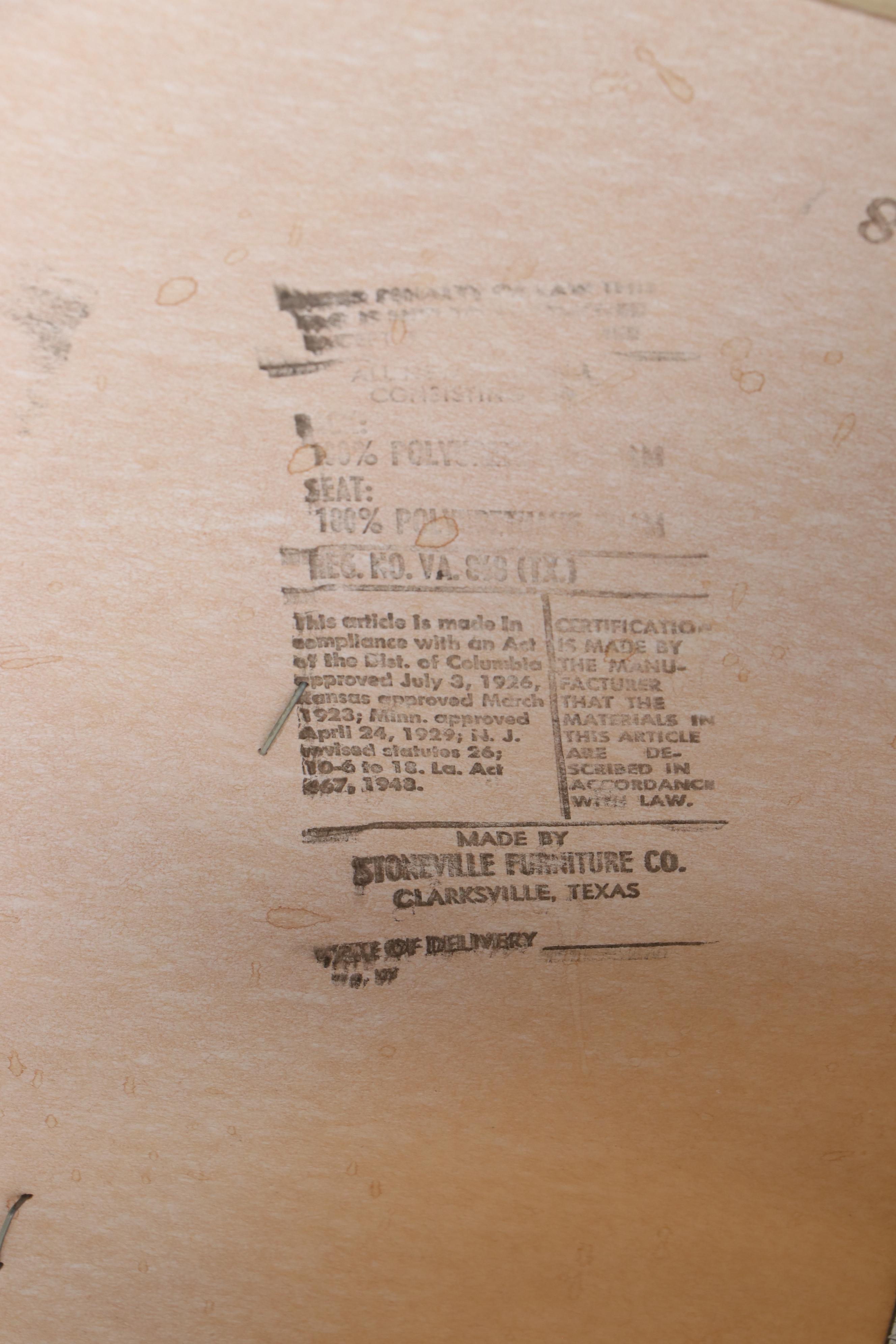 Three Stoneville Furniture Metal Dining Chairs on Casters with Laminate Table