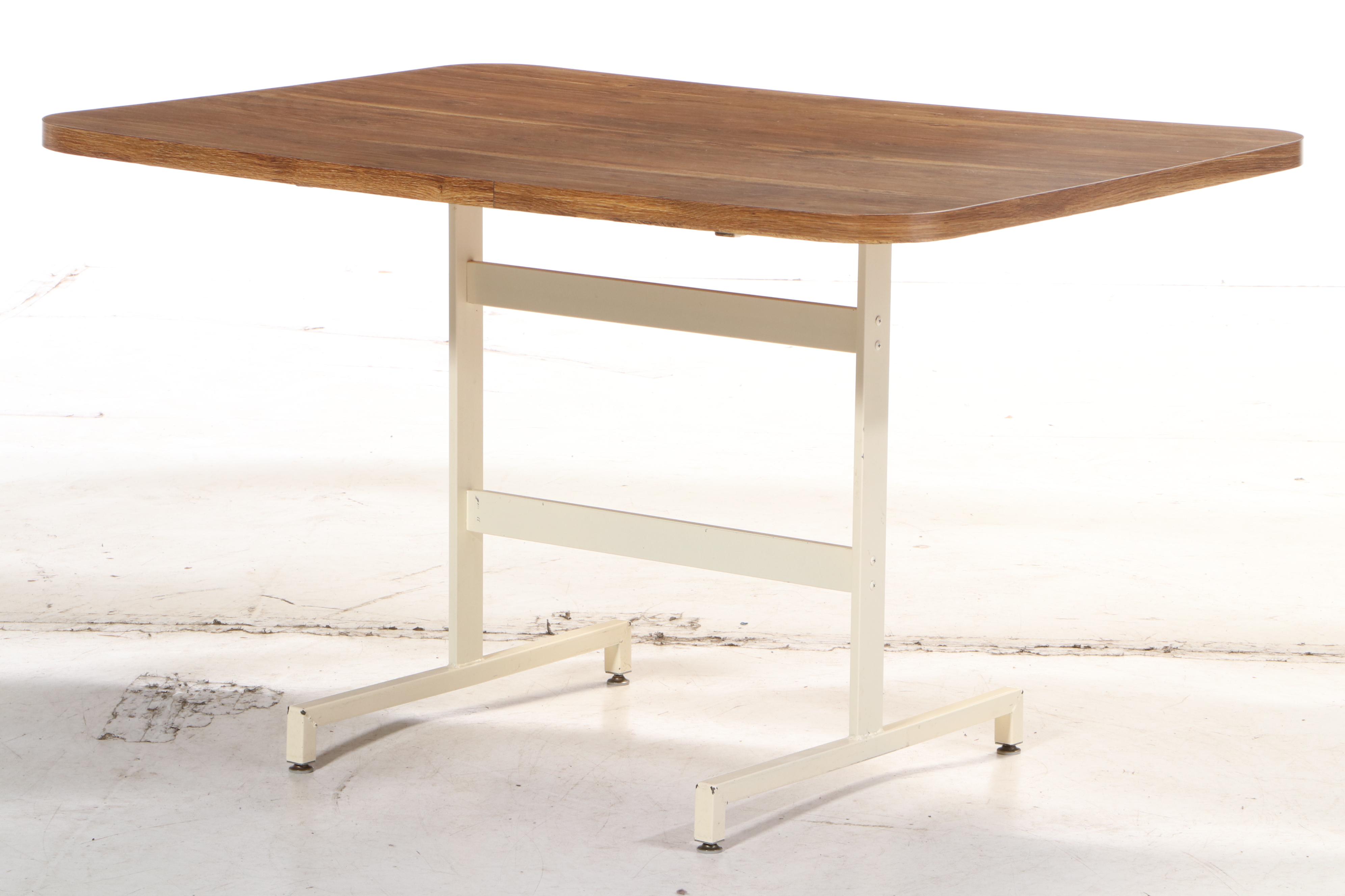 Three Stoneville Furniture Metal Dining Chairs on Casters with Laminate Table