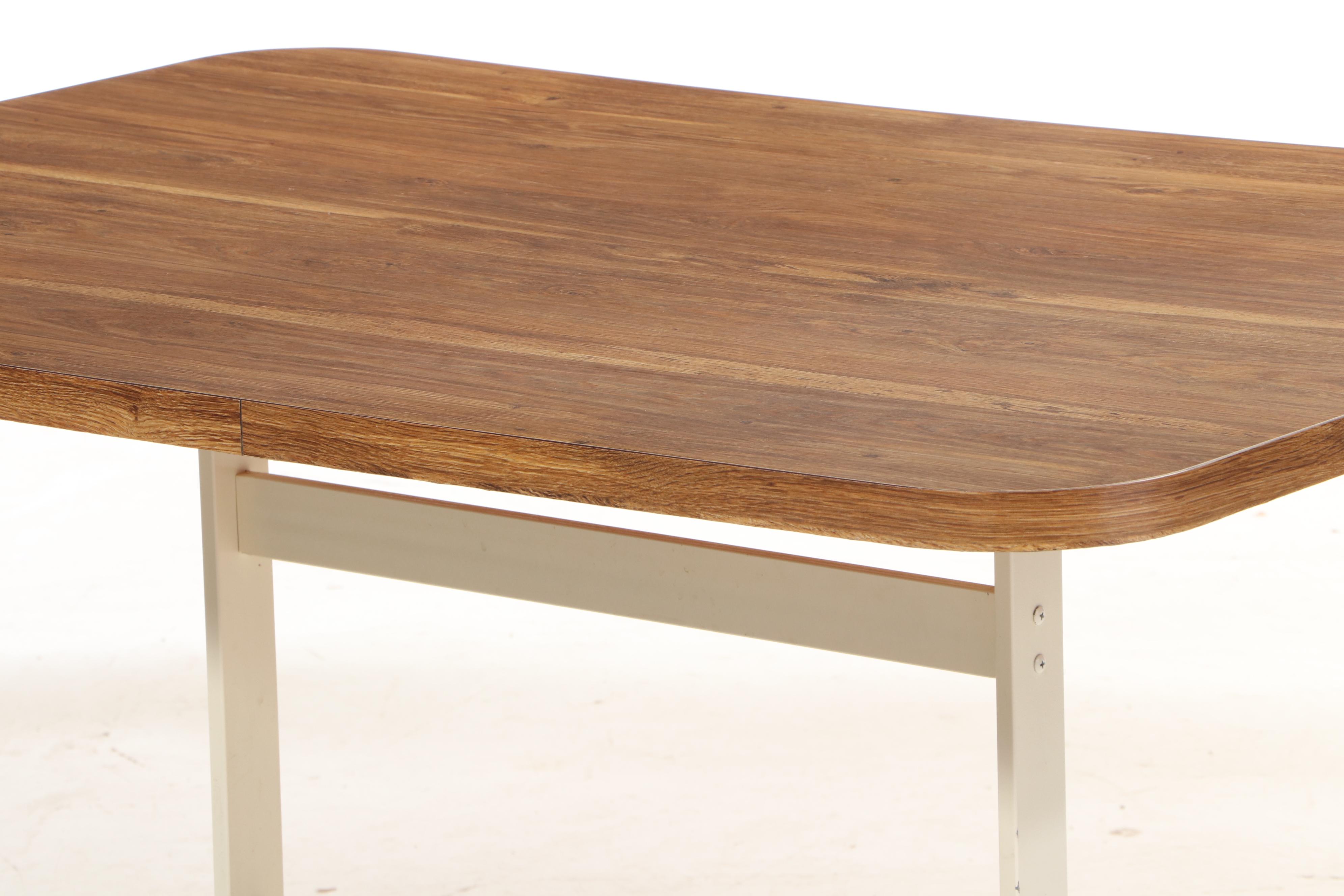 Three Stoneville Furniture Metal Dining Chairs on Casters with Laminate Table