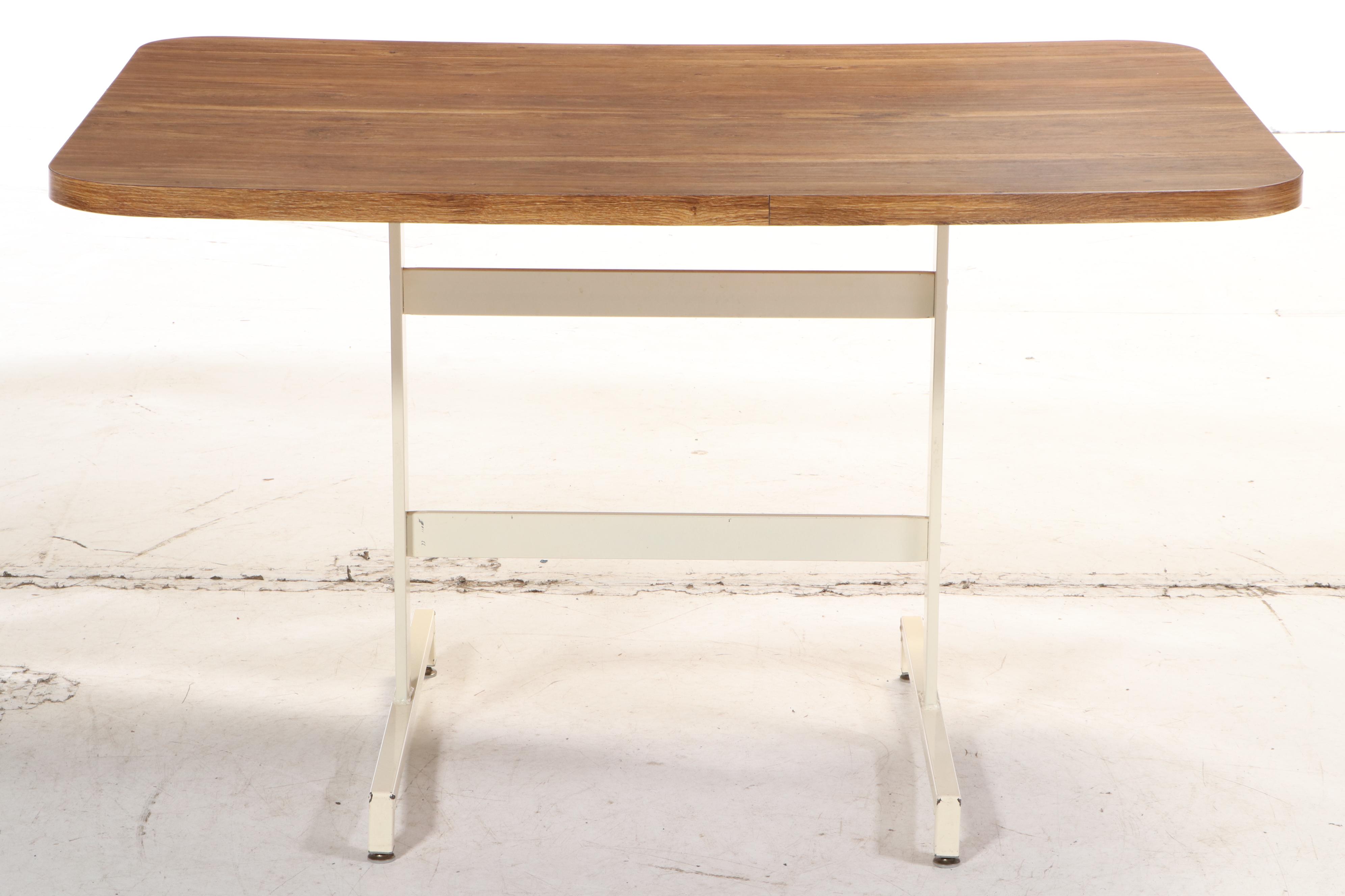 Three Stoneville Furniture Metal Dining Chairs on Casters with Laminate Table