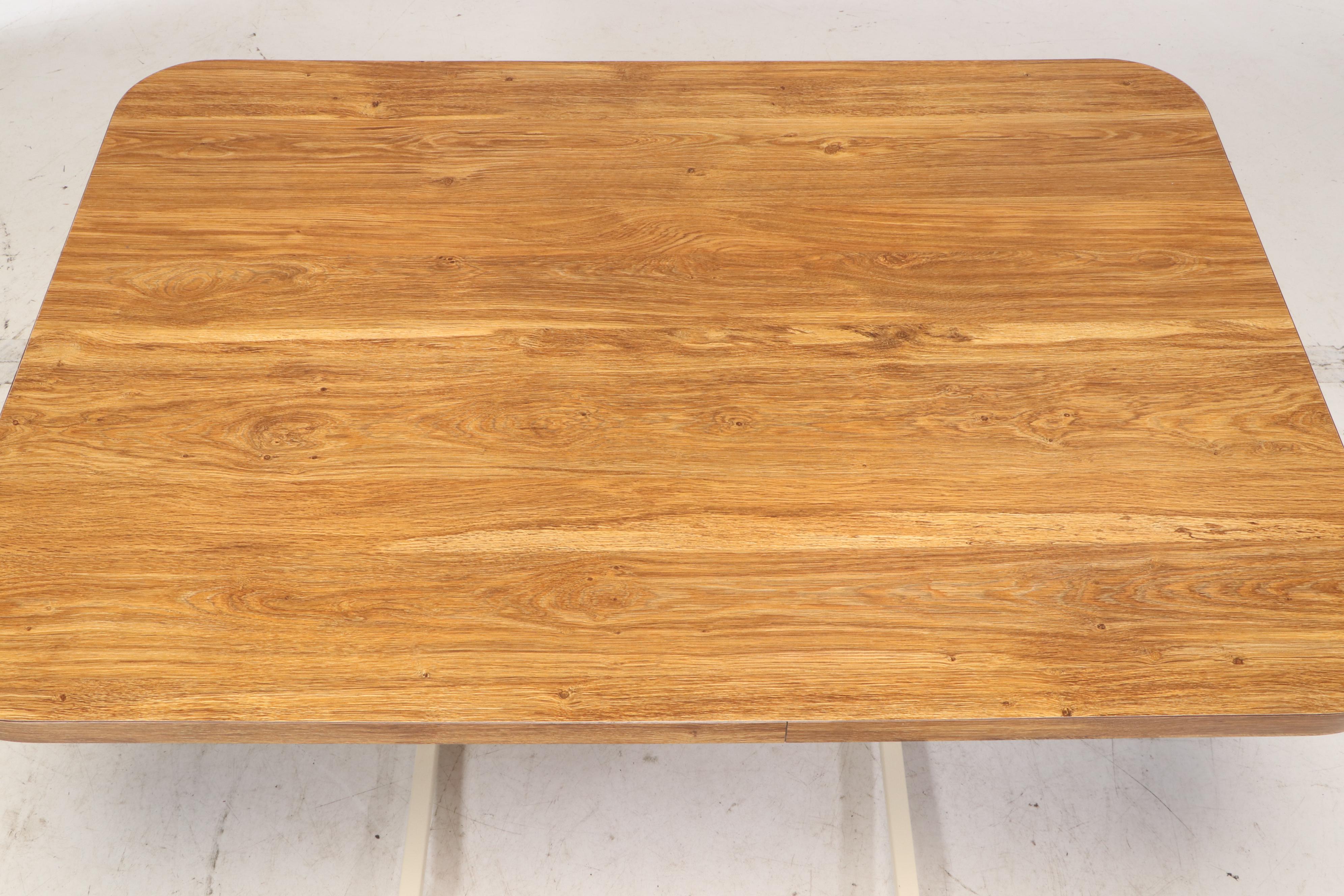 Three Stoneville Furniture Metal Dining Chairs on Casters with Laminate Table