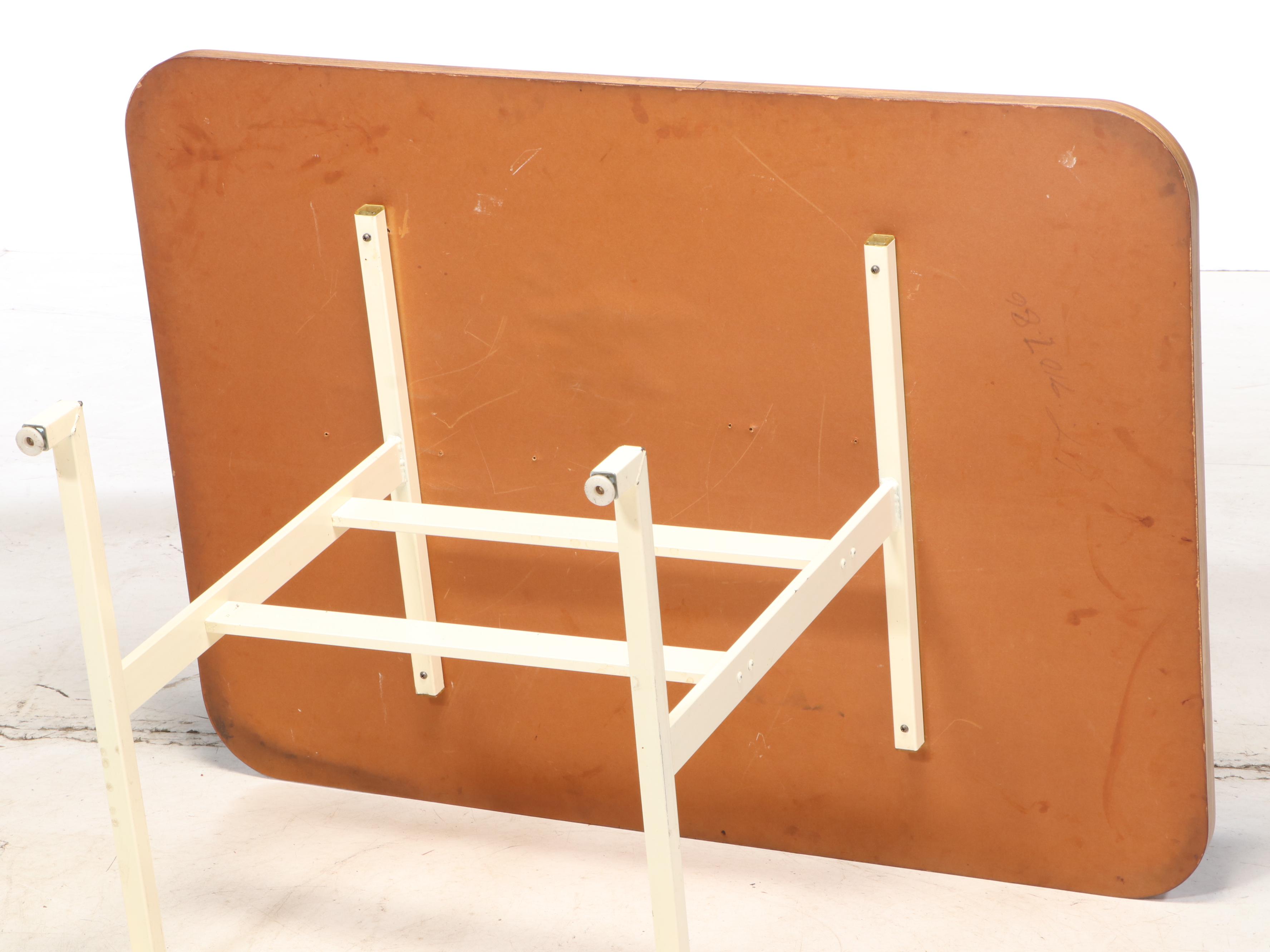 Three Stoneville Furniture Metal Dining Chairs on Casters with Laminate Table