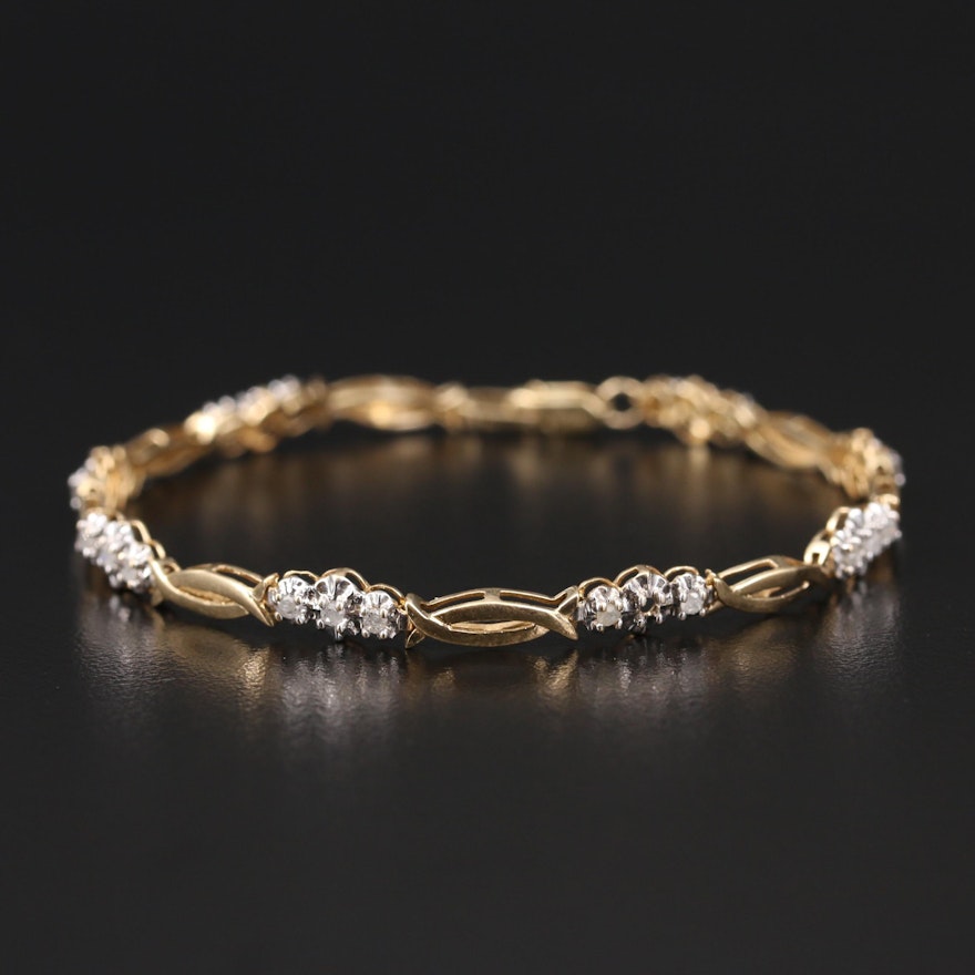 10K Diamond Illusion Set Bracelet