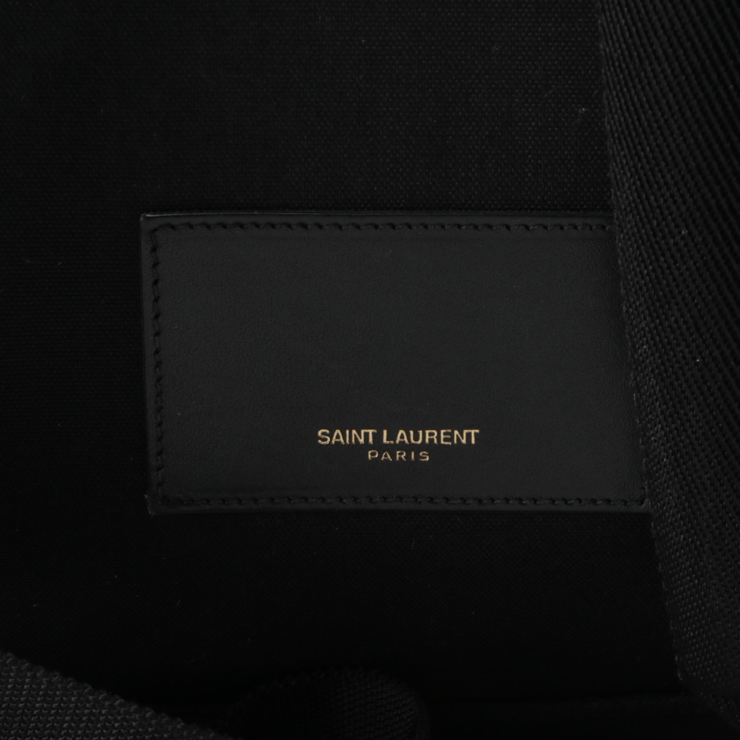 Yves Saint Laurent City Backpack in Black Canvas with Leather Trim