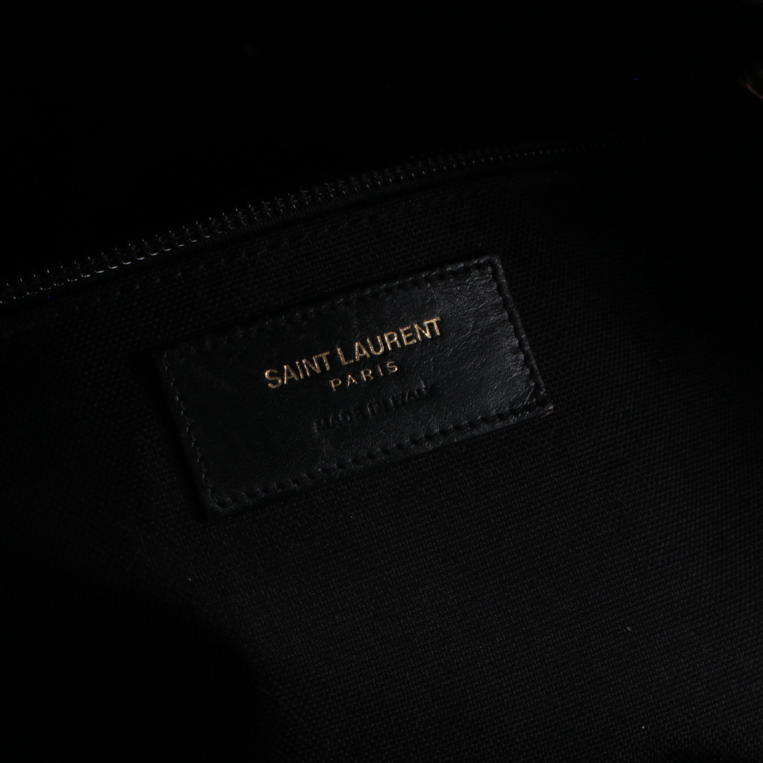 Yves Saint Laurent City Backpack in Black Canvas with Leather Trim