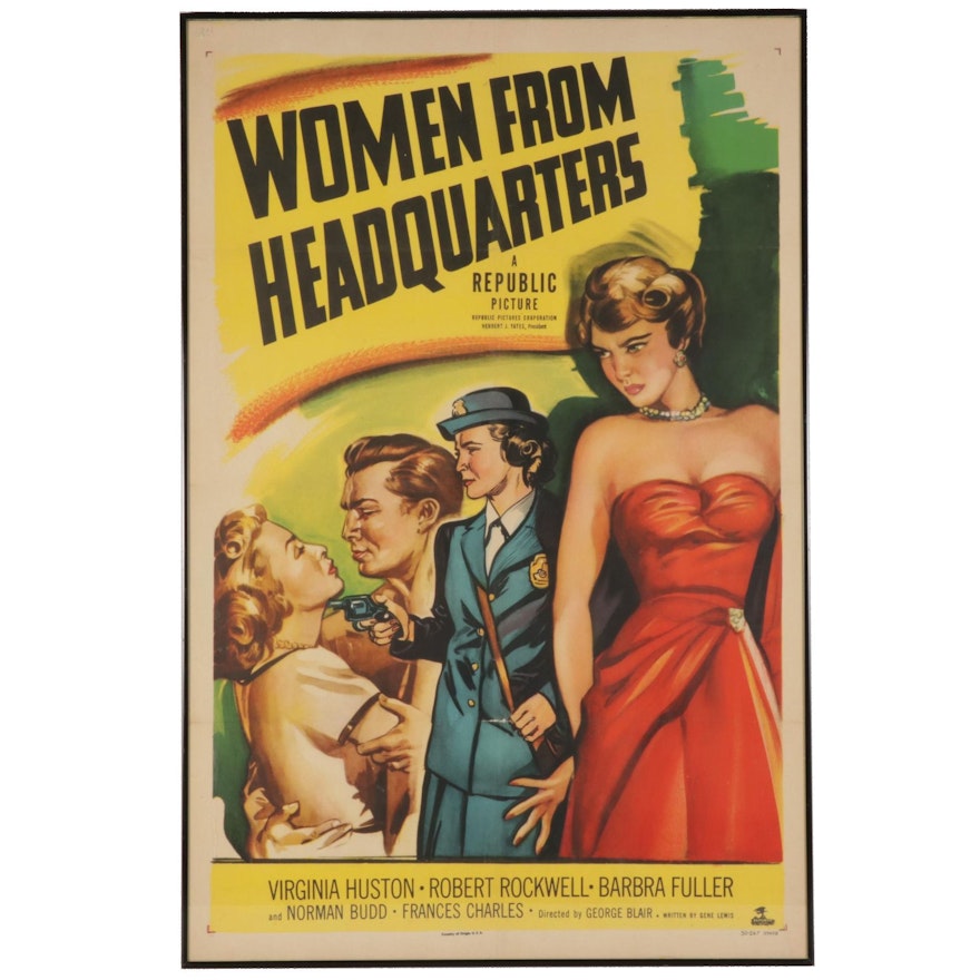 Framed "Women From Headquarters" One-Sheet Movie Poster, 1950