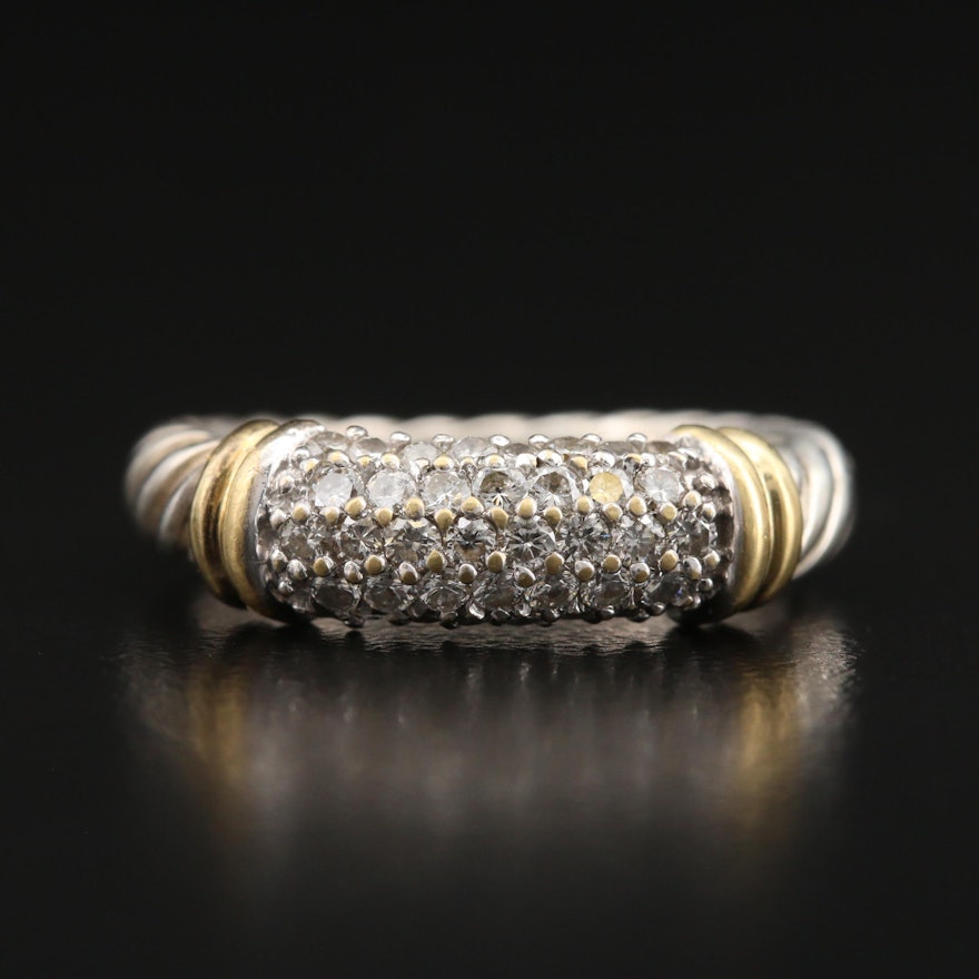 David Yurman Sterling Pavé Diamond Cable Band with 18K Accents