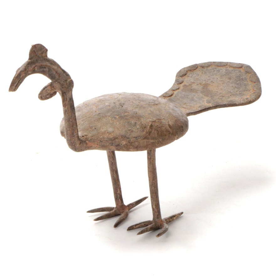 West African Brass Bird Sculpture