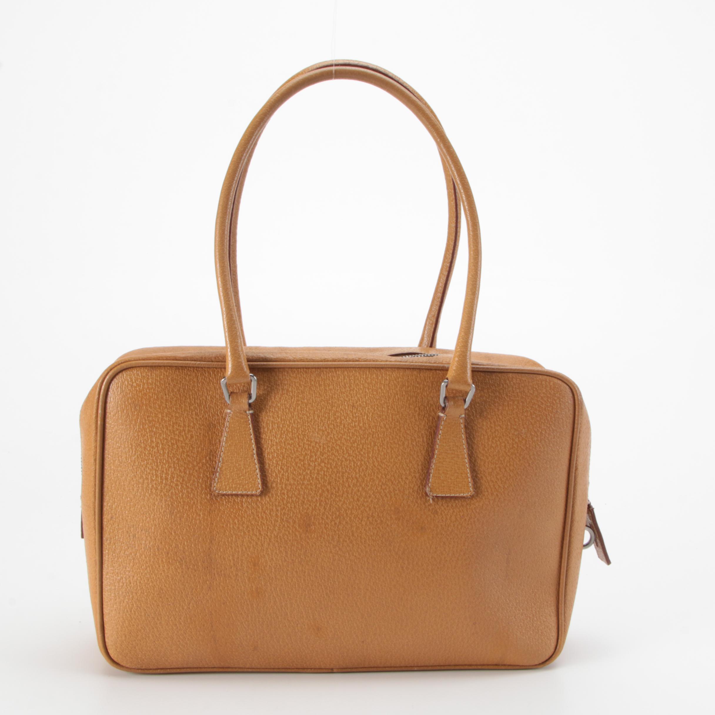 Prada Horizontal Sport Shoulder Bag in Brown Cinghiale Leather