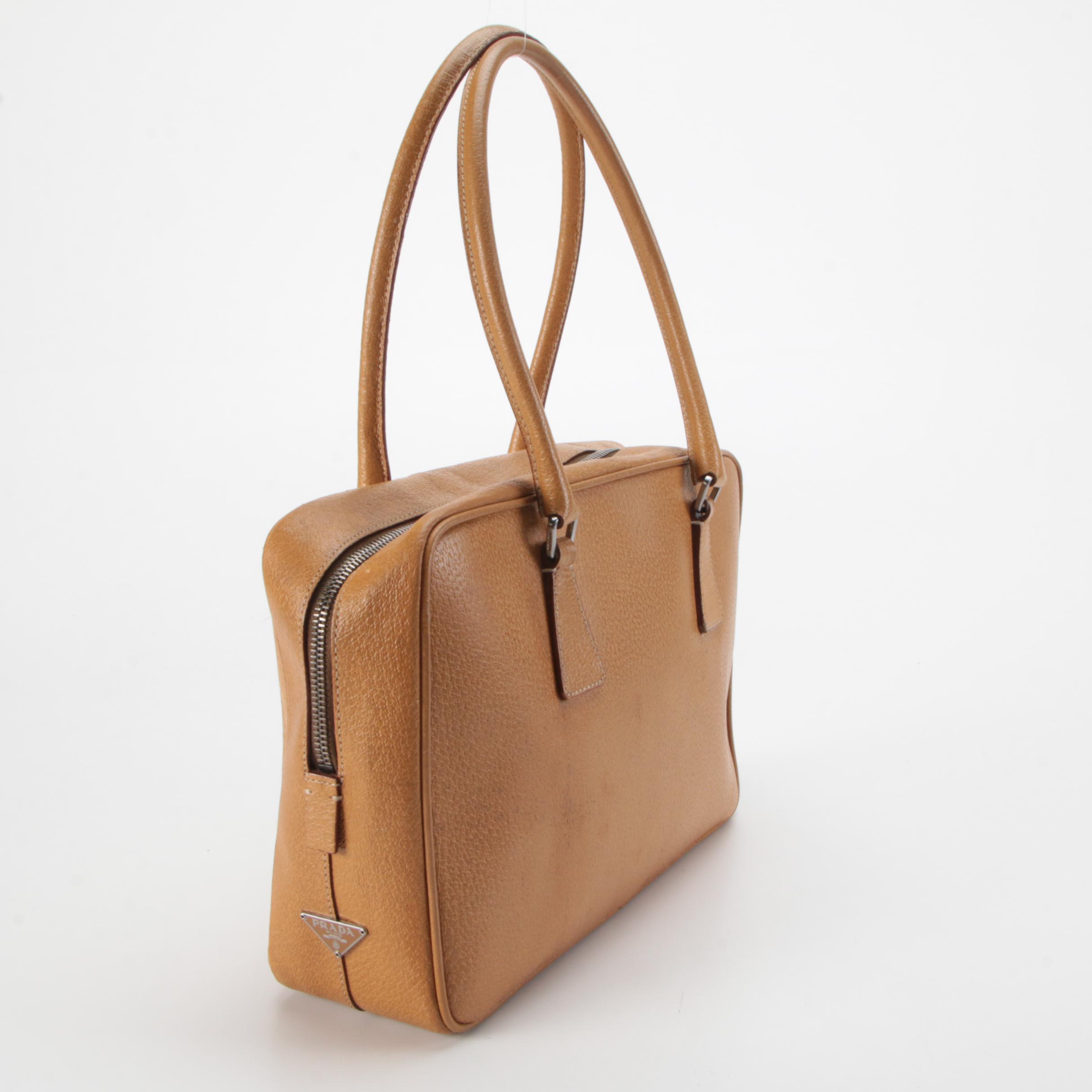 Prada Horizontal Sport Shoulder Bag in Brown Cinghiale Leather