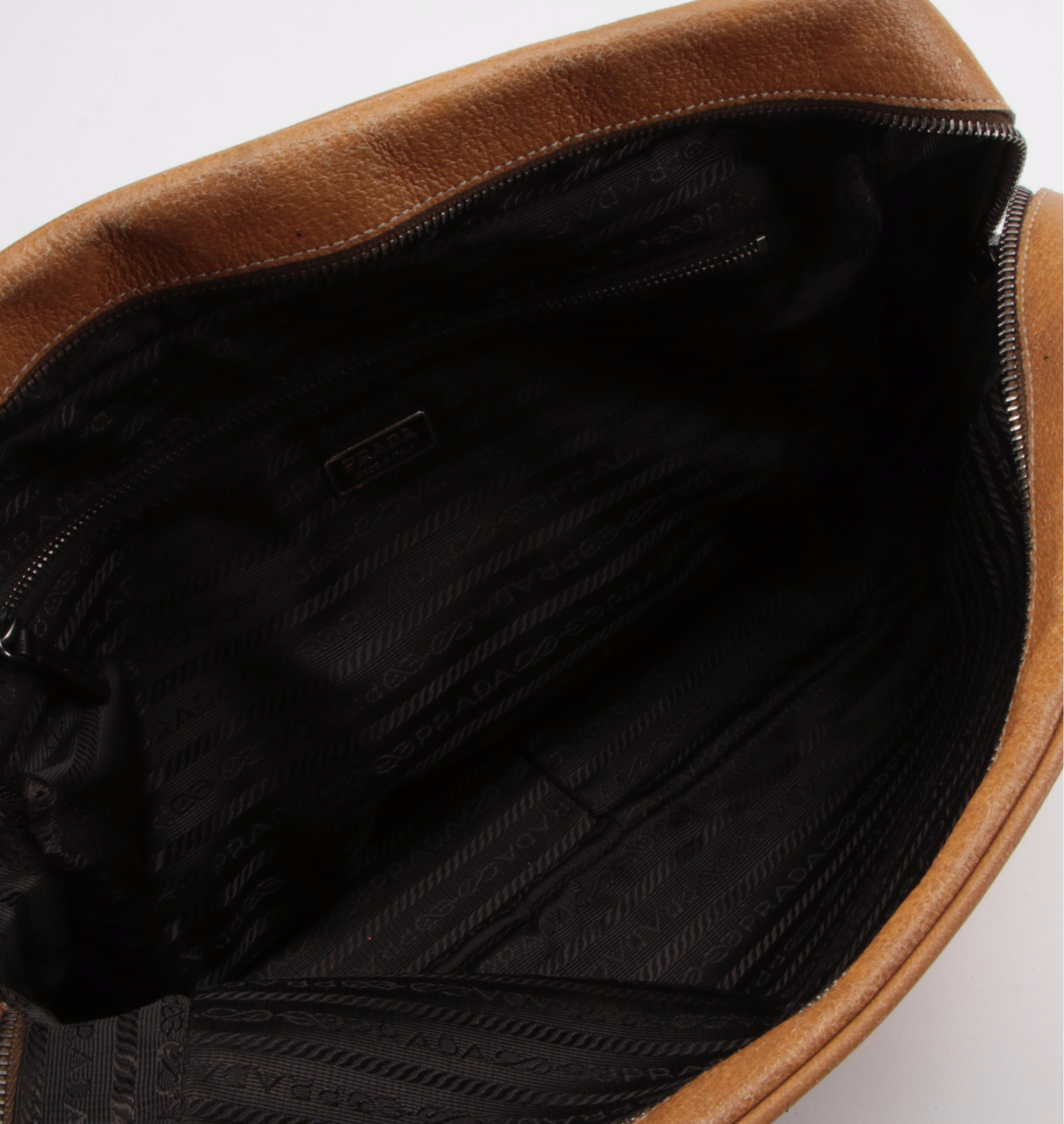 Prada Horizontal Sport Shoulder Bag in Brown Cinghiale Leather