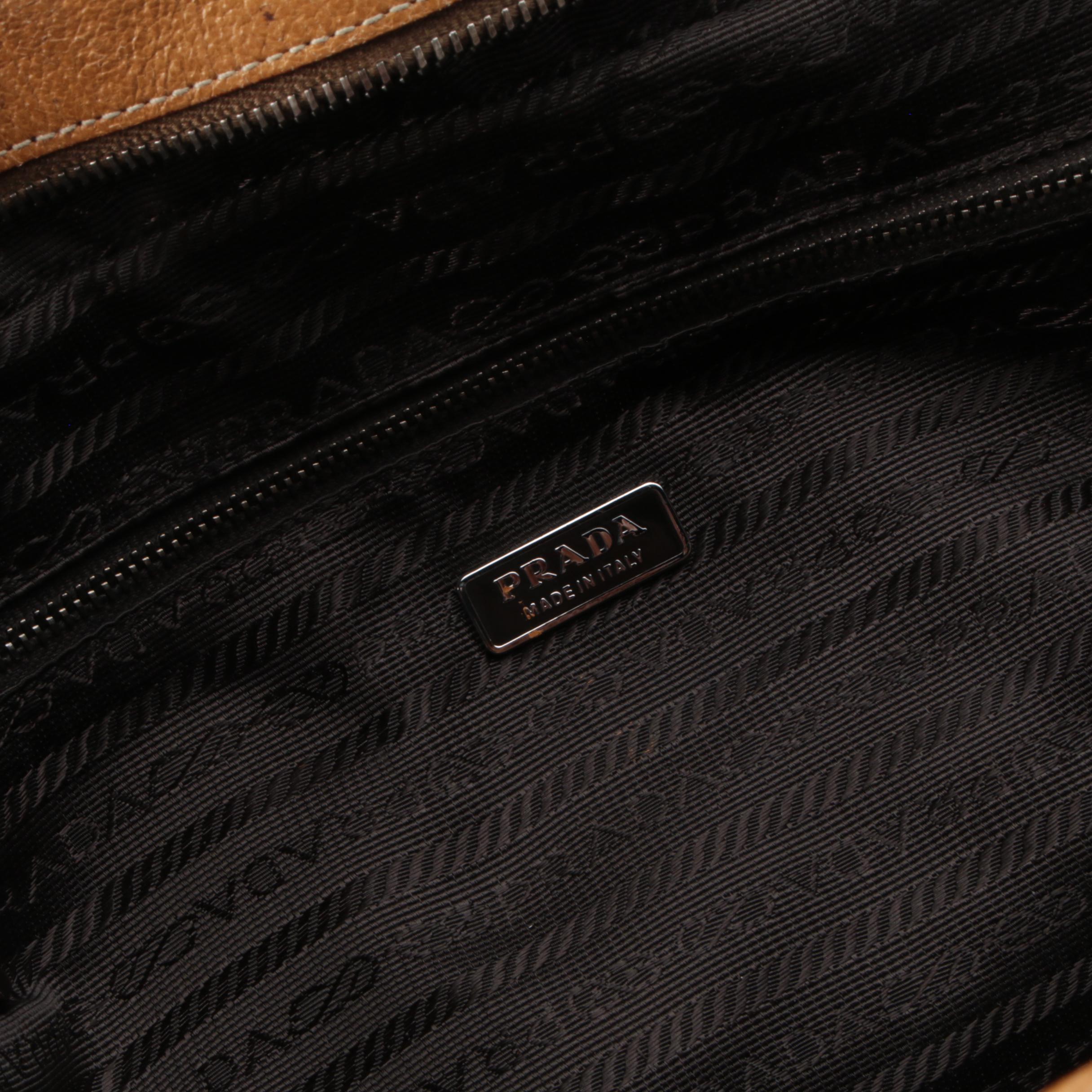 Prada Horizontal Sport Shoulder Bag in Brown Cinghiale Leather