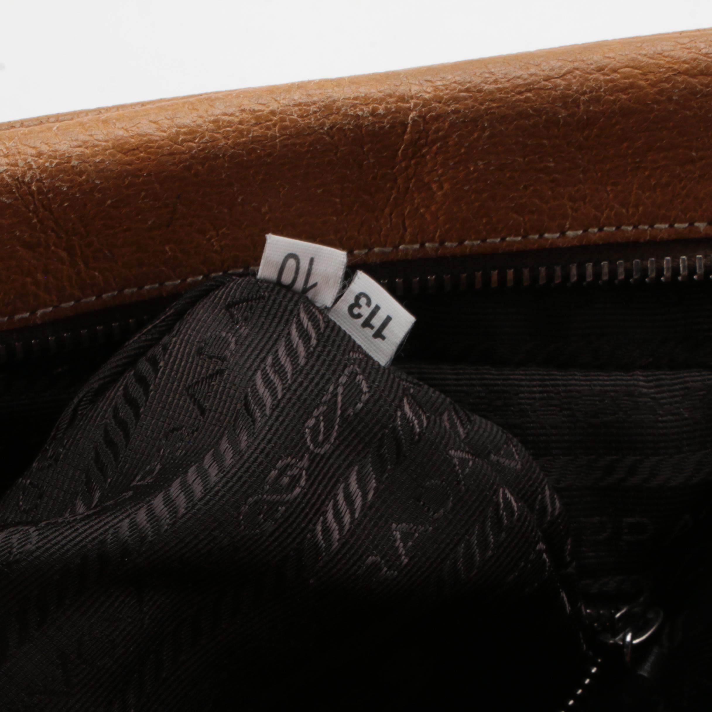 Prada Horizontal Sport Shoulder Bag in Brown Cinghiale Leather