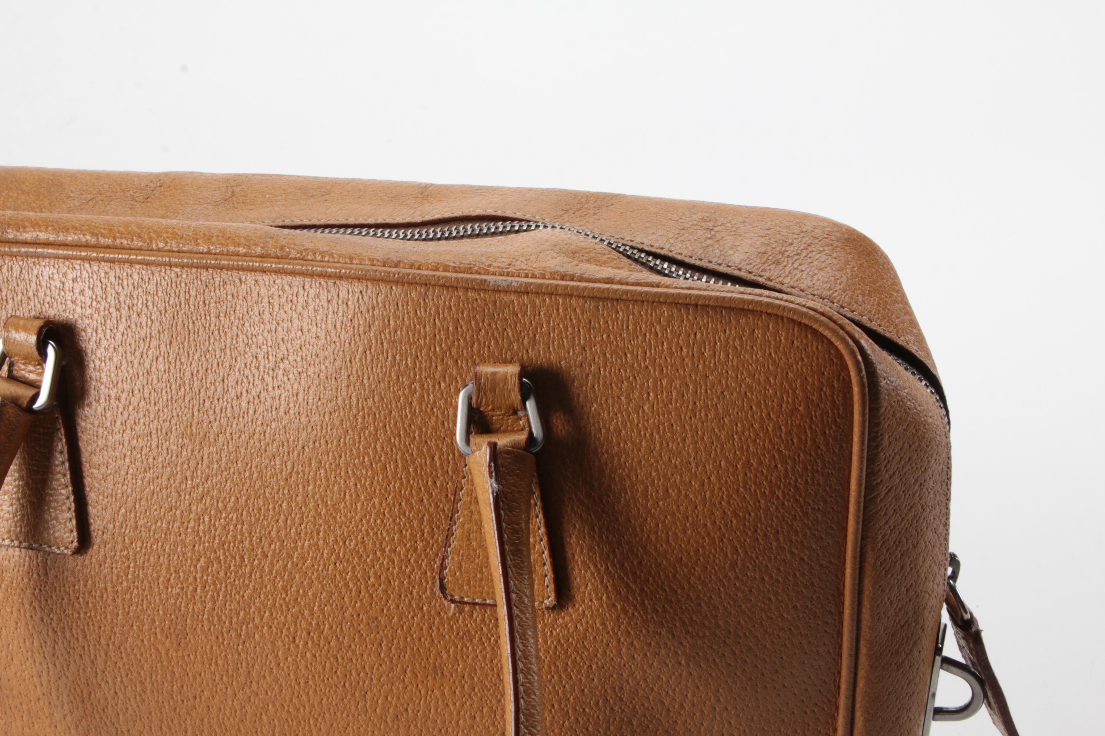 Prada Horizontal Sport Shoulder Bag in Brown Cinghiale Leather