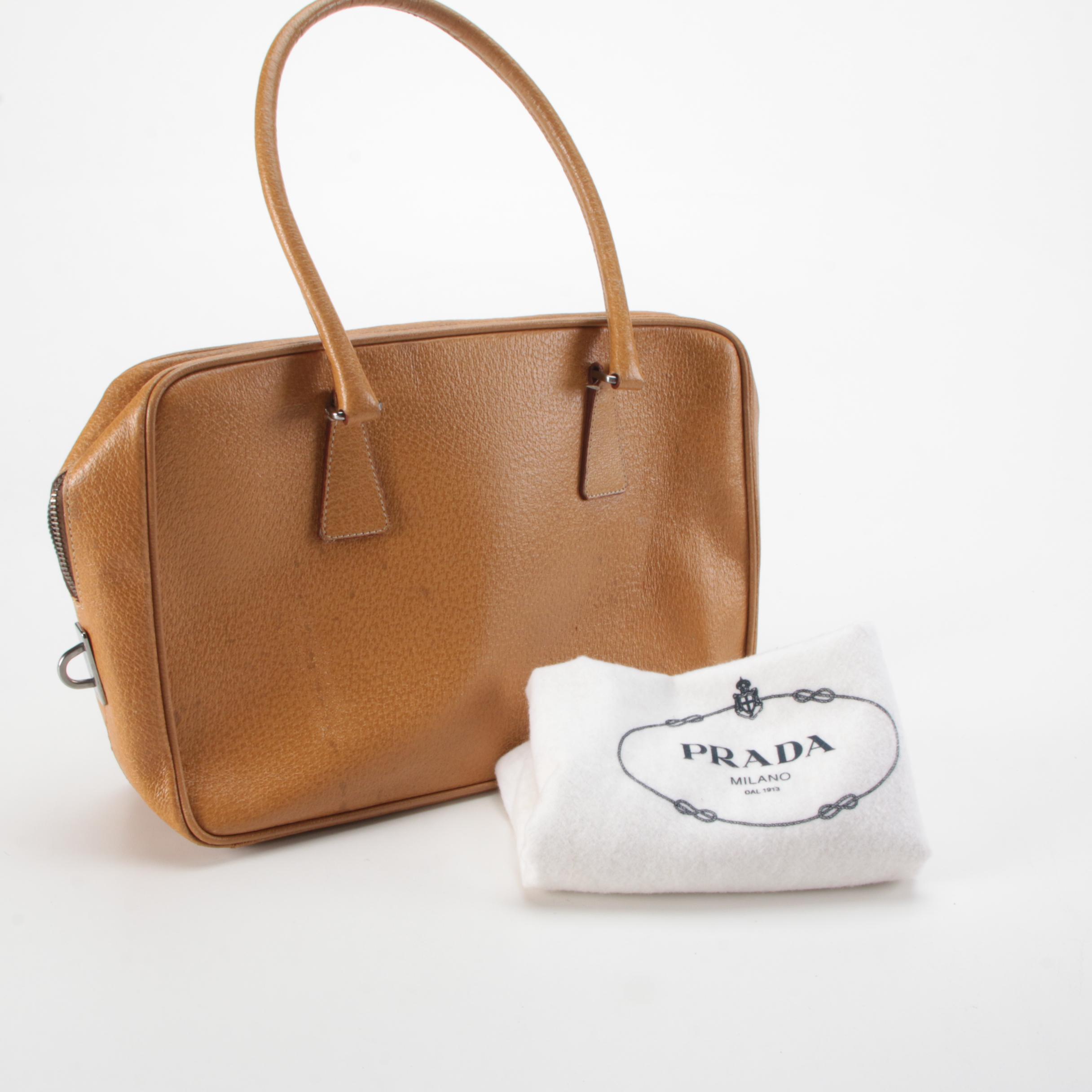 Prada Horizontal Sport Shoulder Bag in Brown Cinghiale Leather