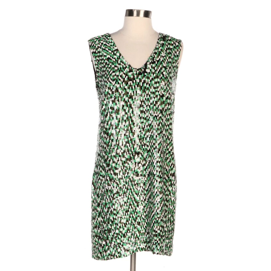 Diane von Furstenberg Jacky "Tweed Sequins" Mod Style Shift Dress