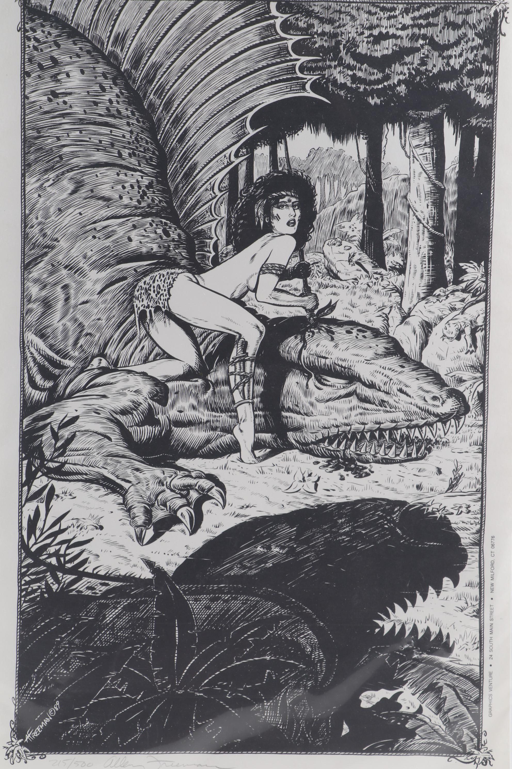 Allen Freemen Limited Edition and Gary Barker Drawings, Sketches, 1990s