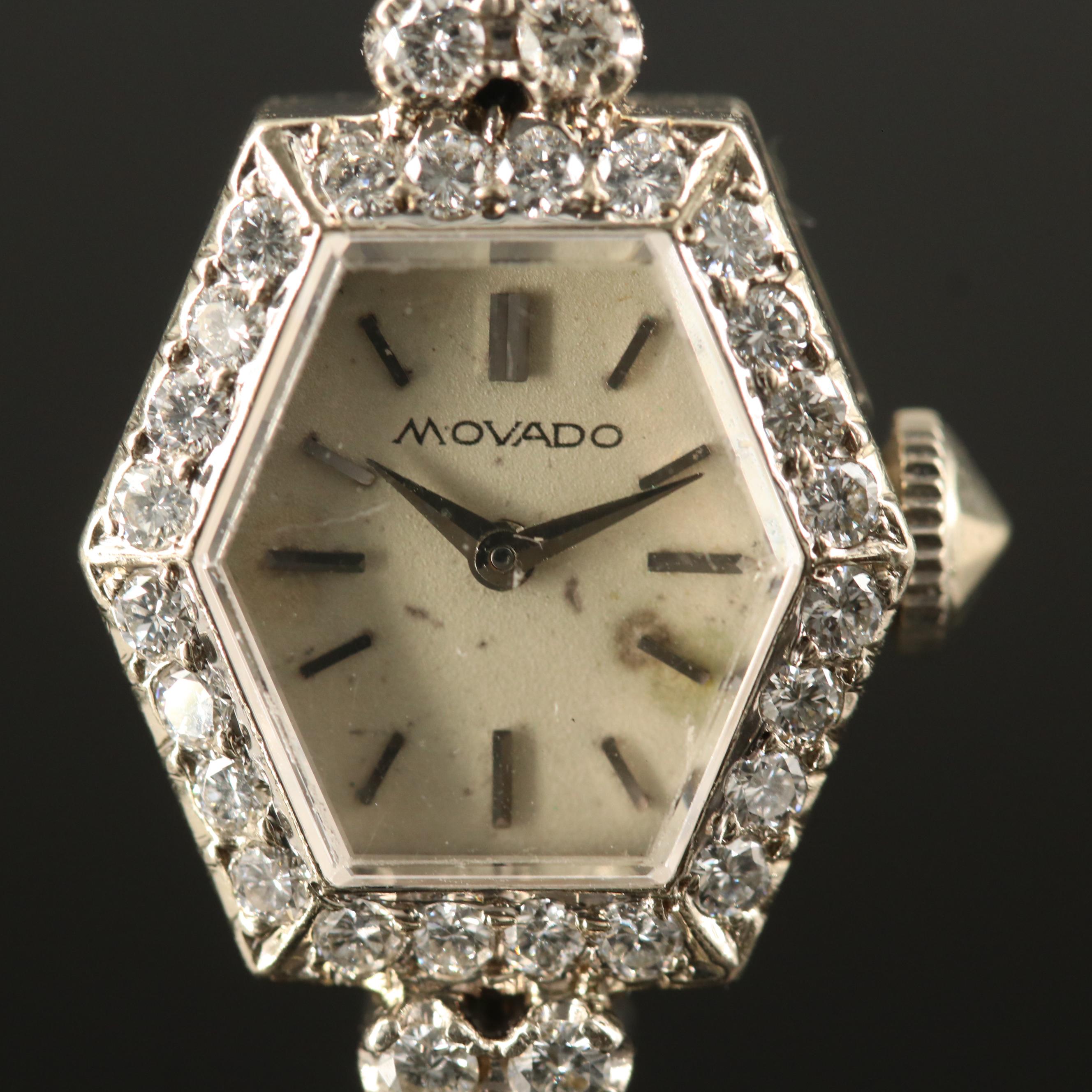14K Vintage Movado Diamond Watch