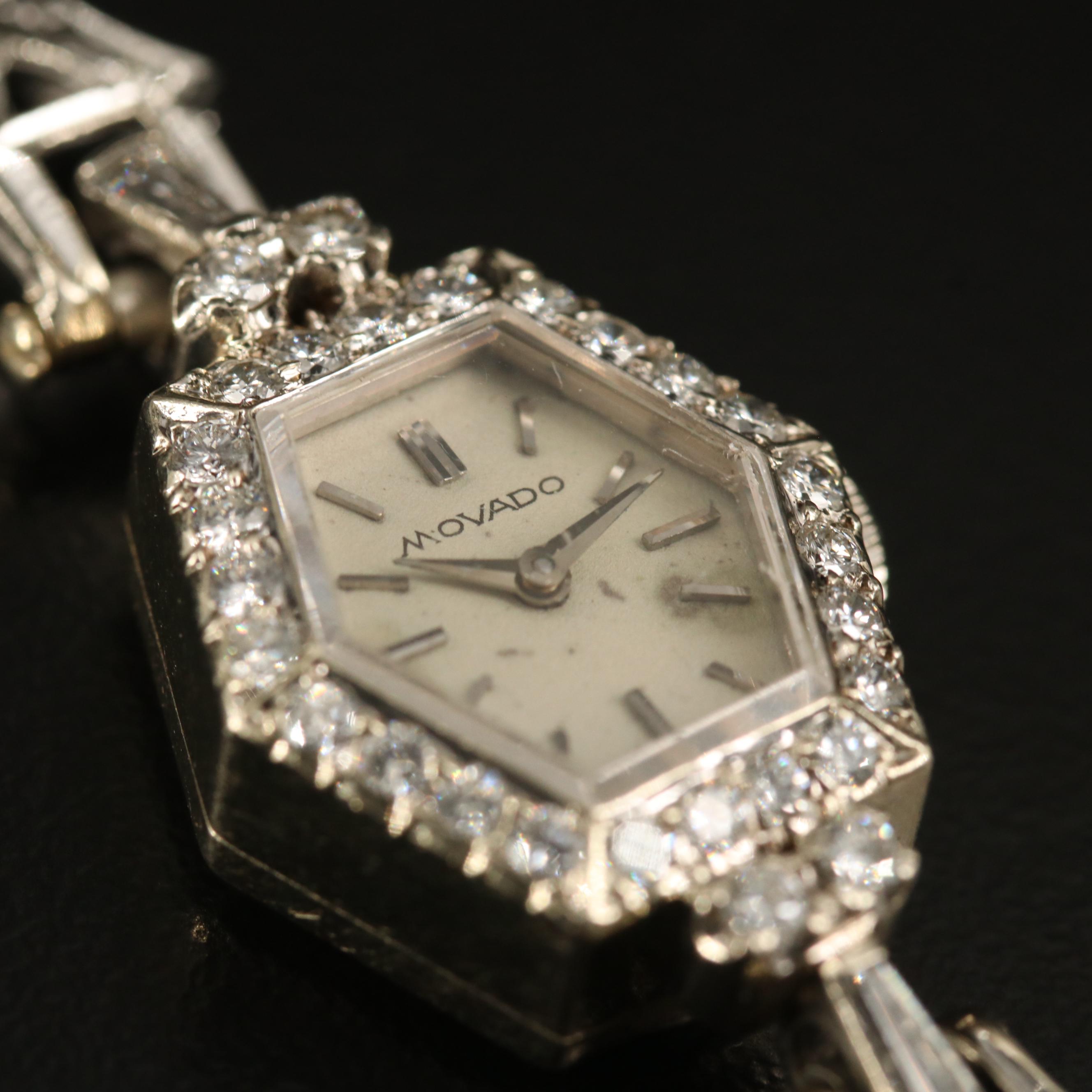14K Vintage Movado Diamond Watch