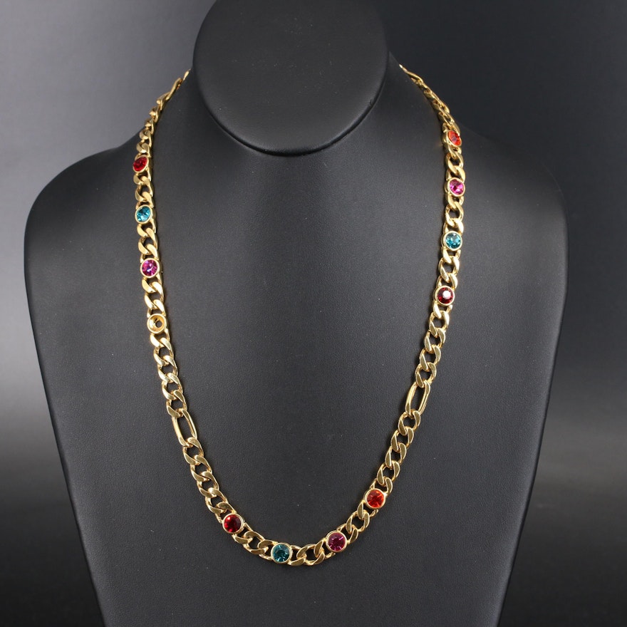 Rhinestone Figaro Chain Necklace
