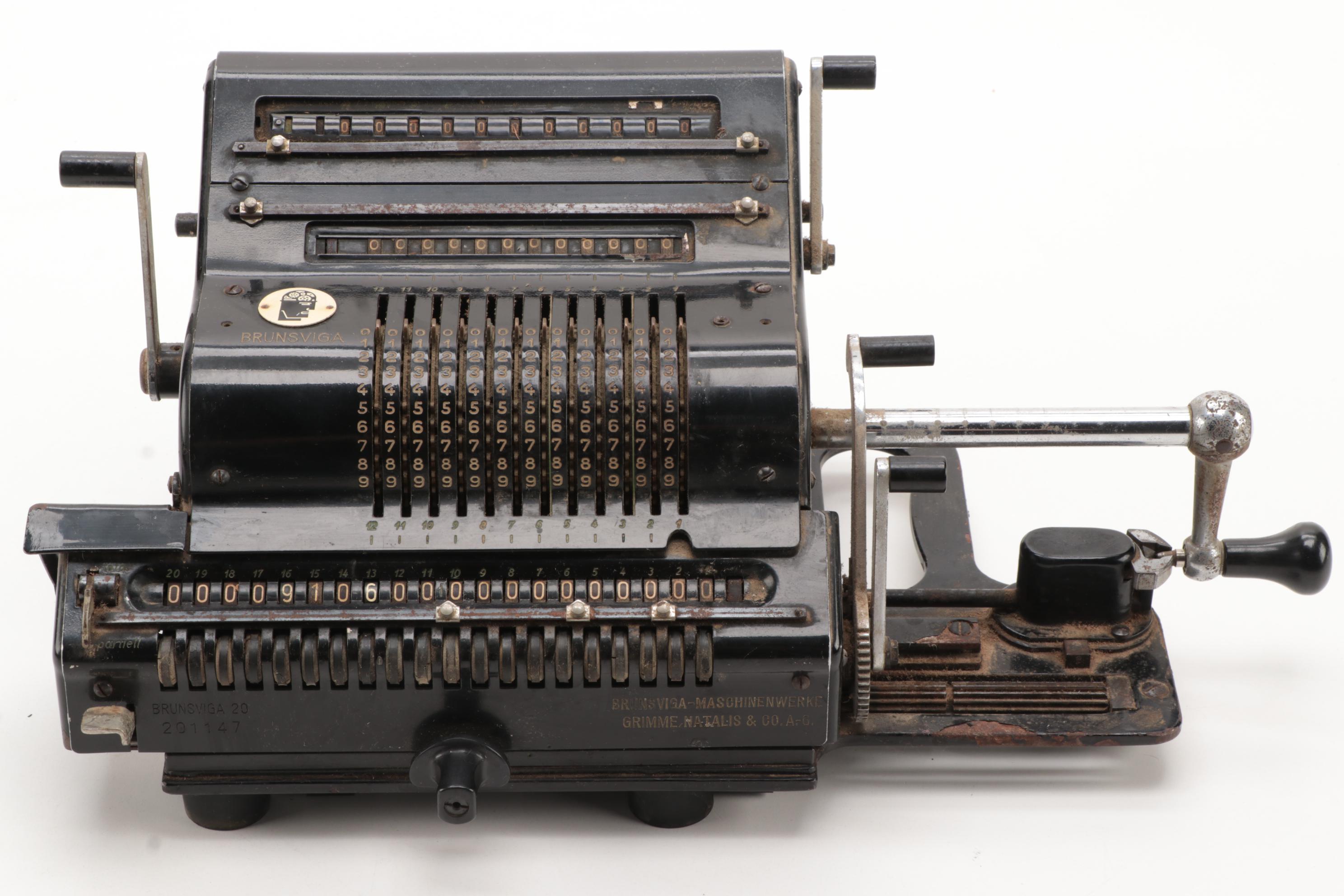 Brunsviga 20 German Cast Iron Calculator Machine, Early 20th Century