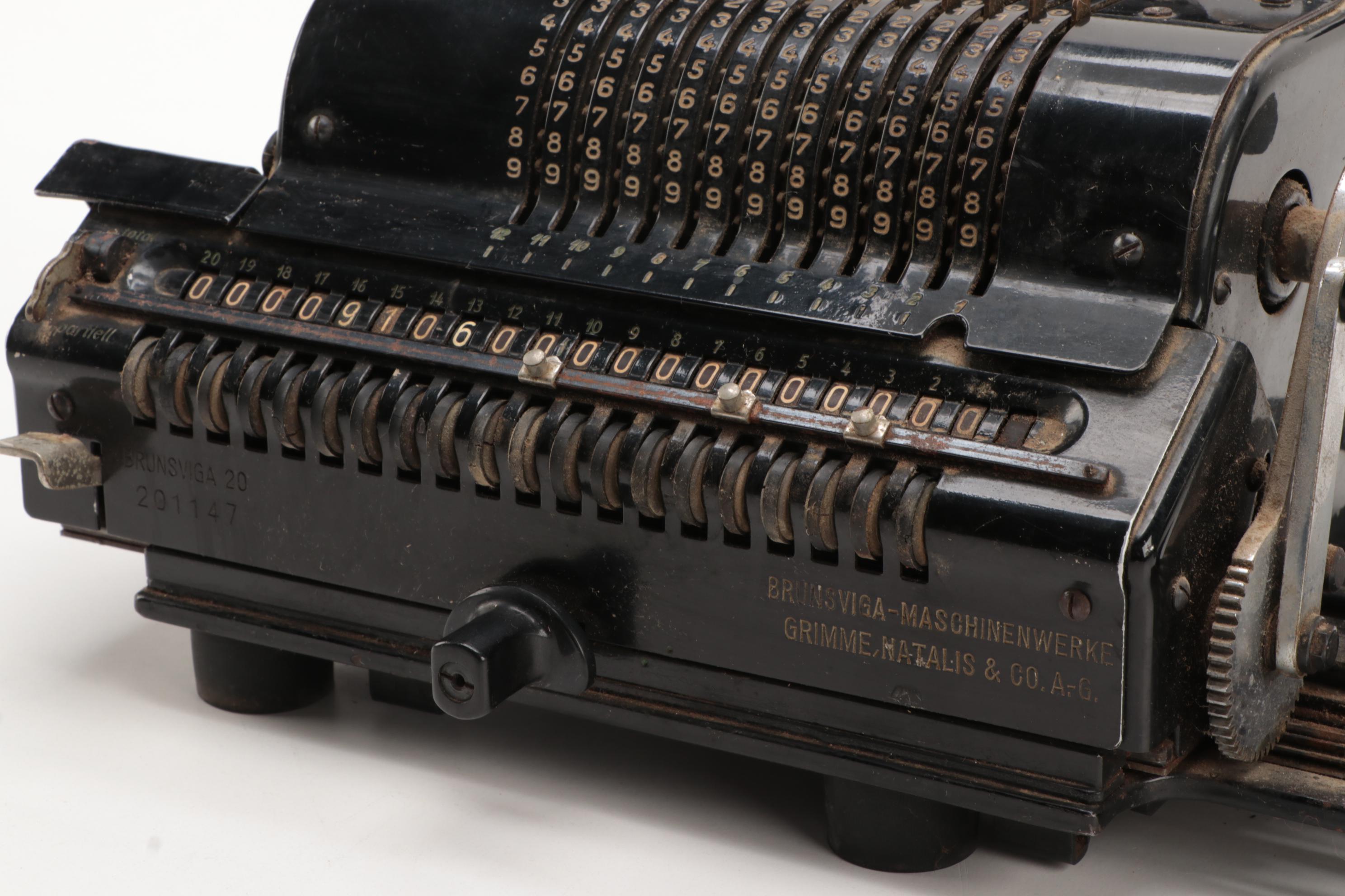 Brunsviga 20 German Cast Iron Calculator Machine, Early 20th Century