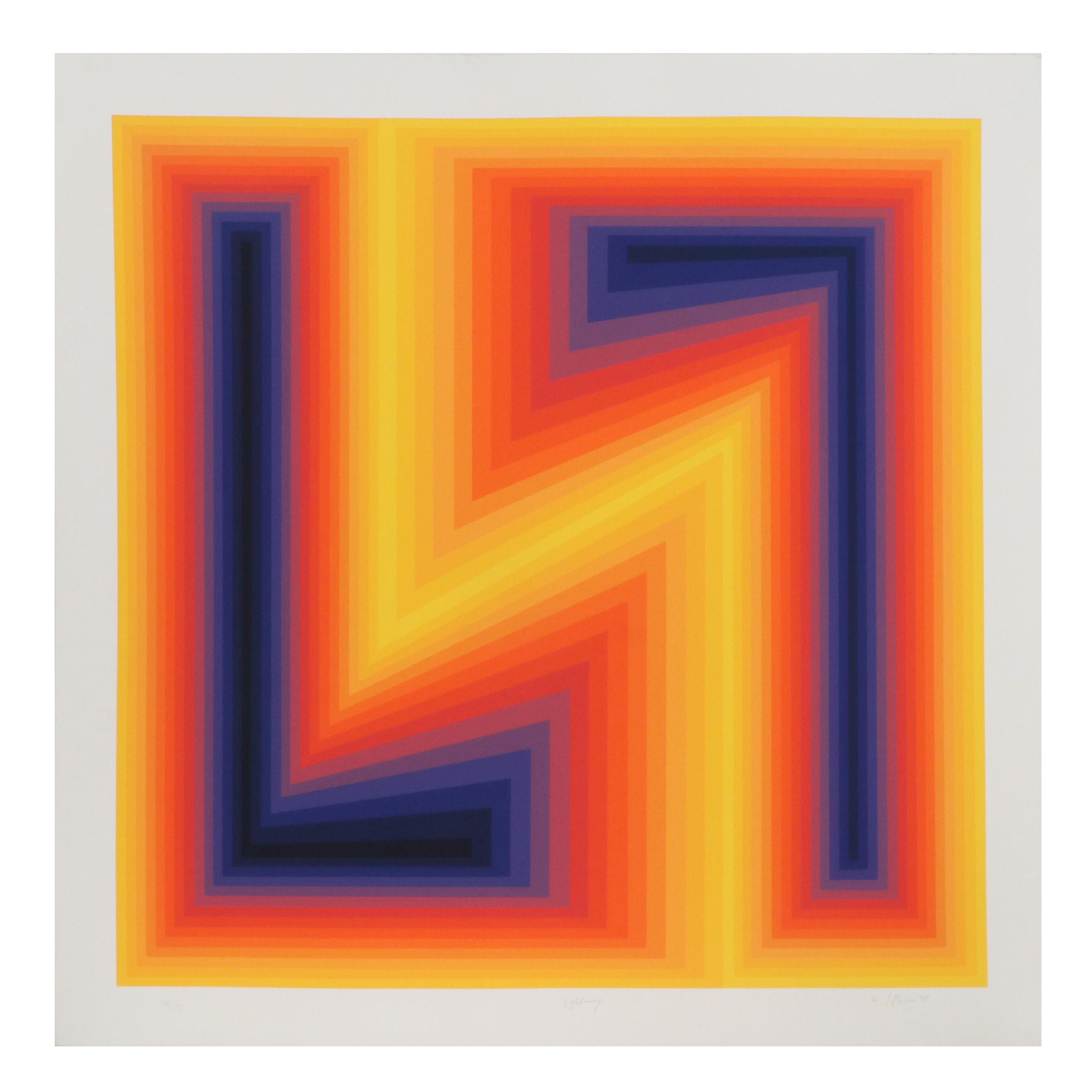 Jurgen Peters Op Art Serigraph "Lightning," 1978