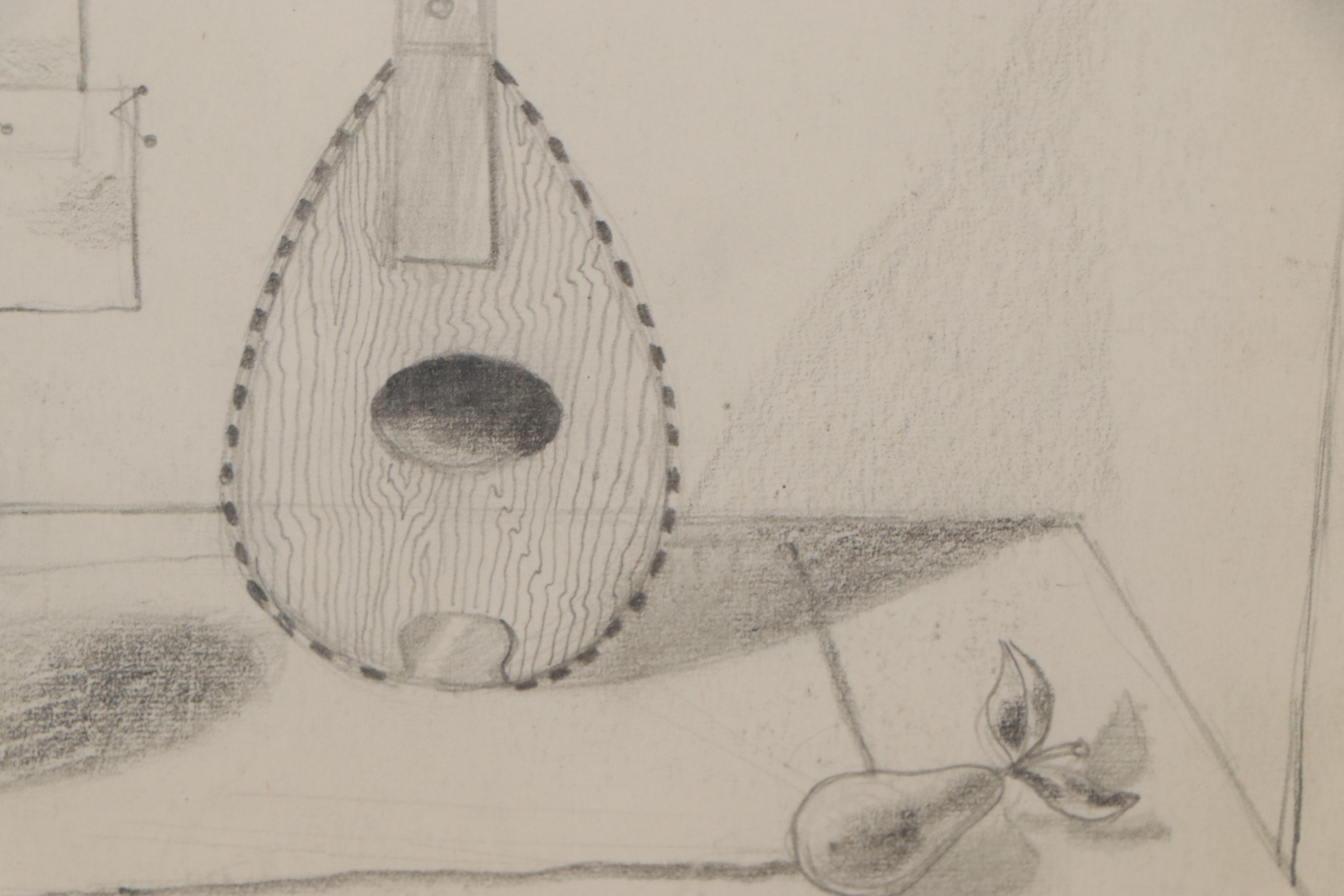Edgar Yaeger Graphite Drawing of Still Life with Lute