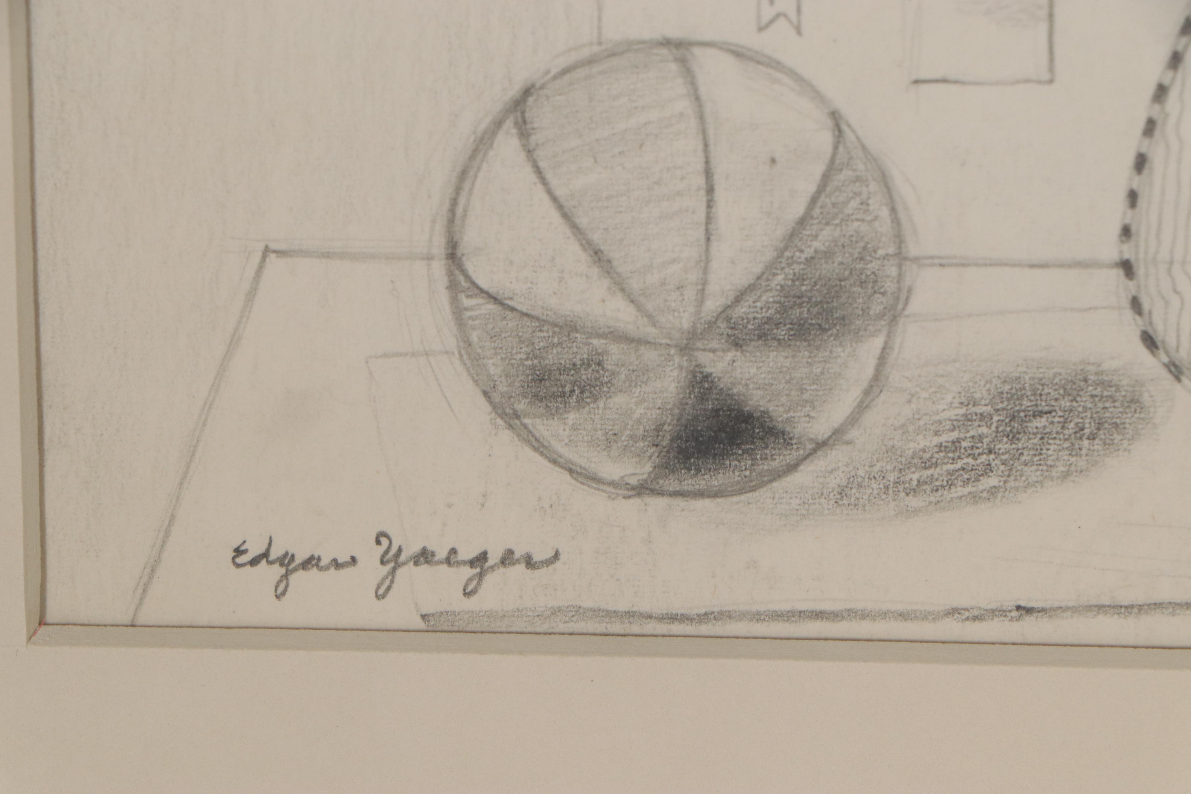 Edgar Yaeger Graphite Drawing of Still Life with Lute