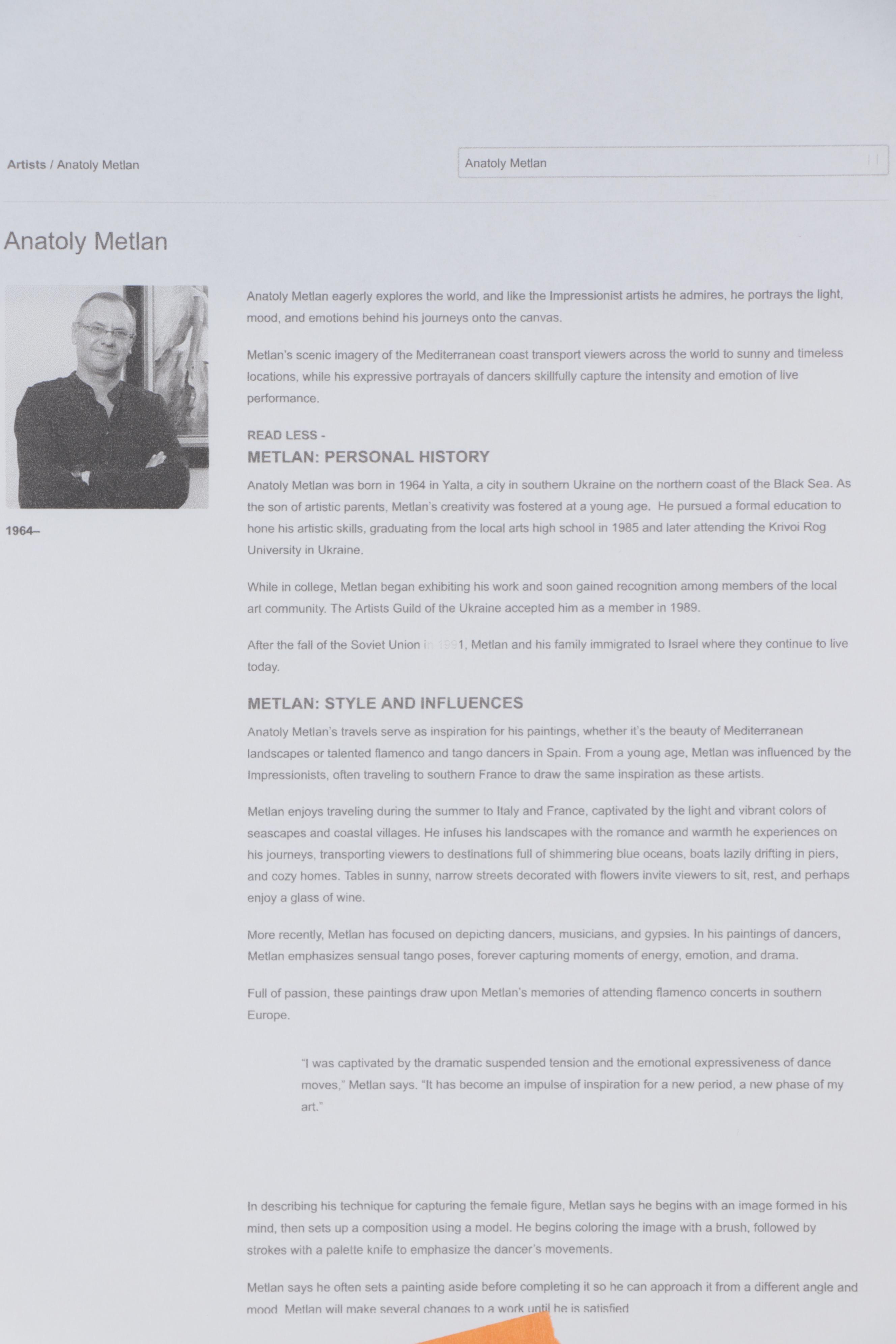 Anatoly Metlan Embellished Serigraph "A Stunning View"