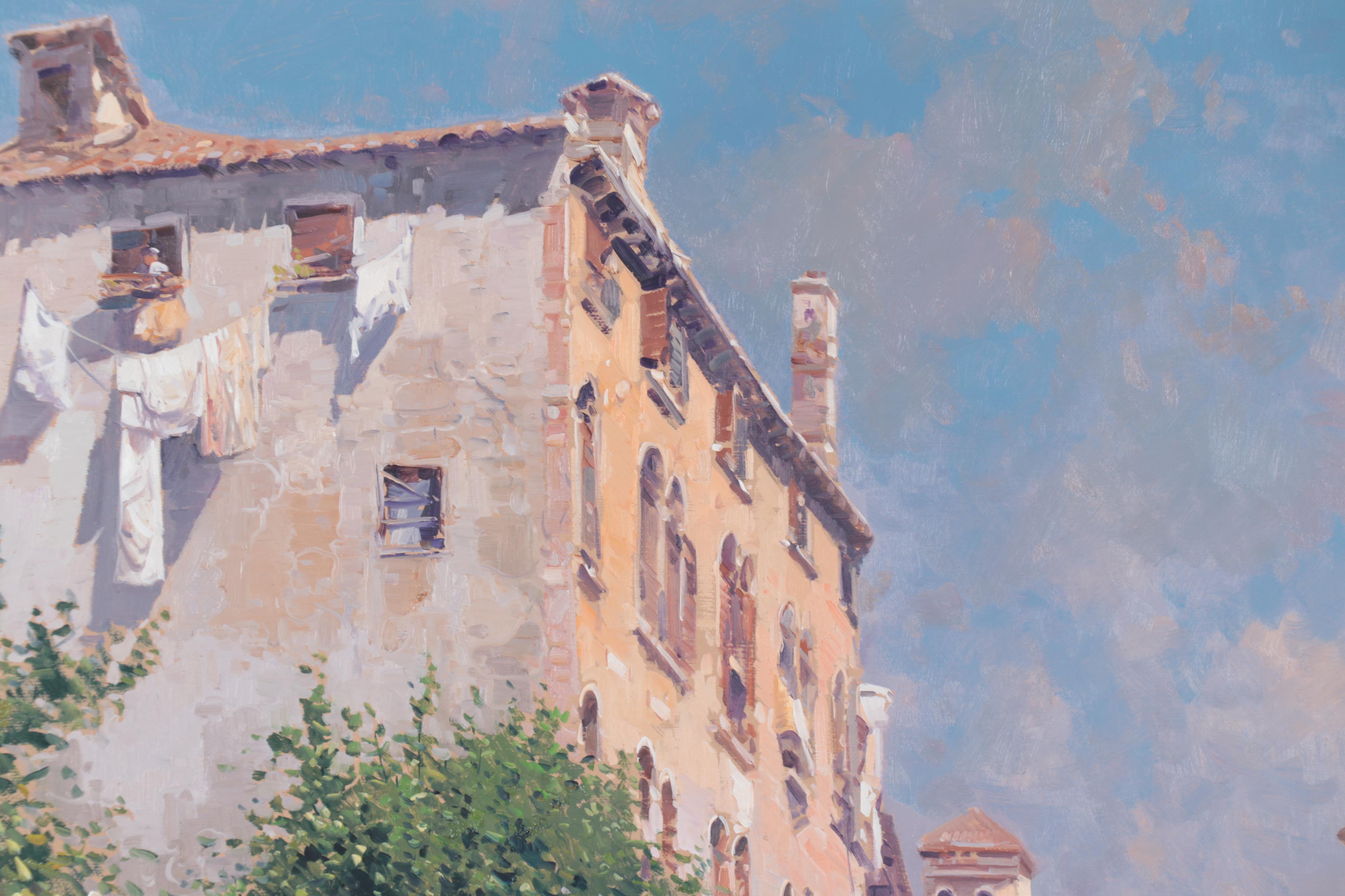 Armando Romano Venetian Canal Scene Oil Painting