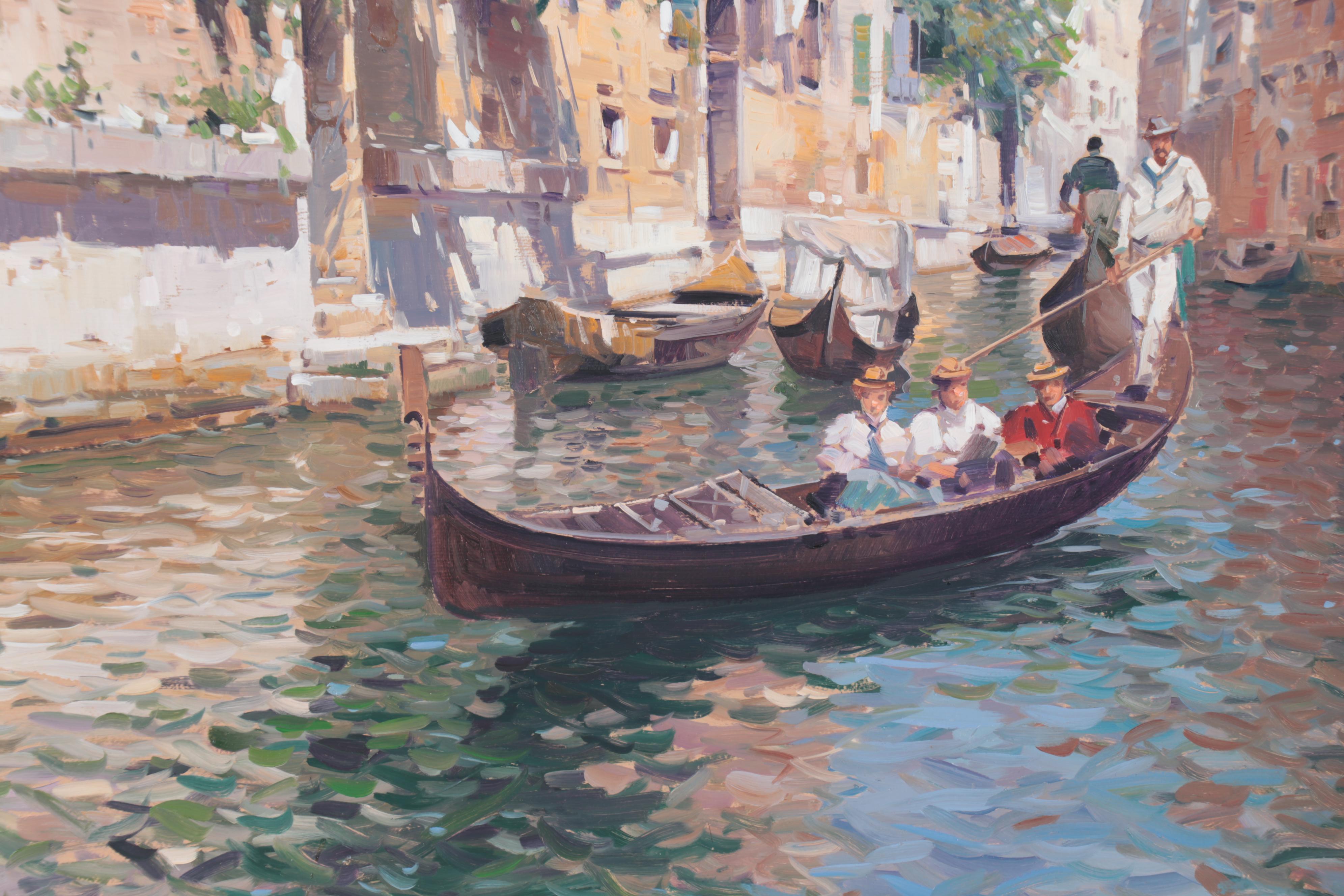 Armando Romano Venetian Canal Scene Oil Painting