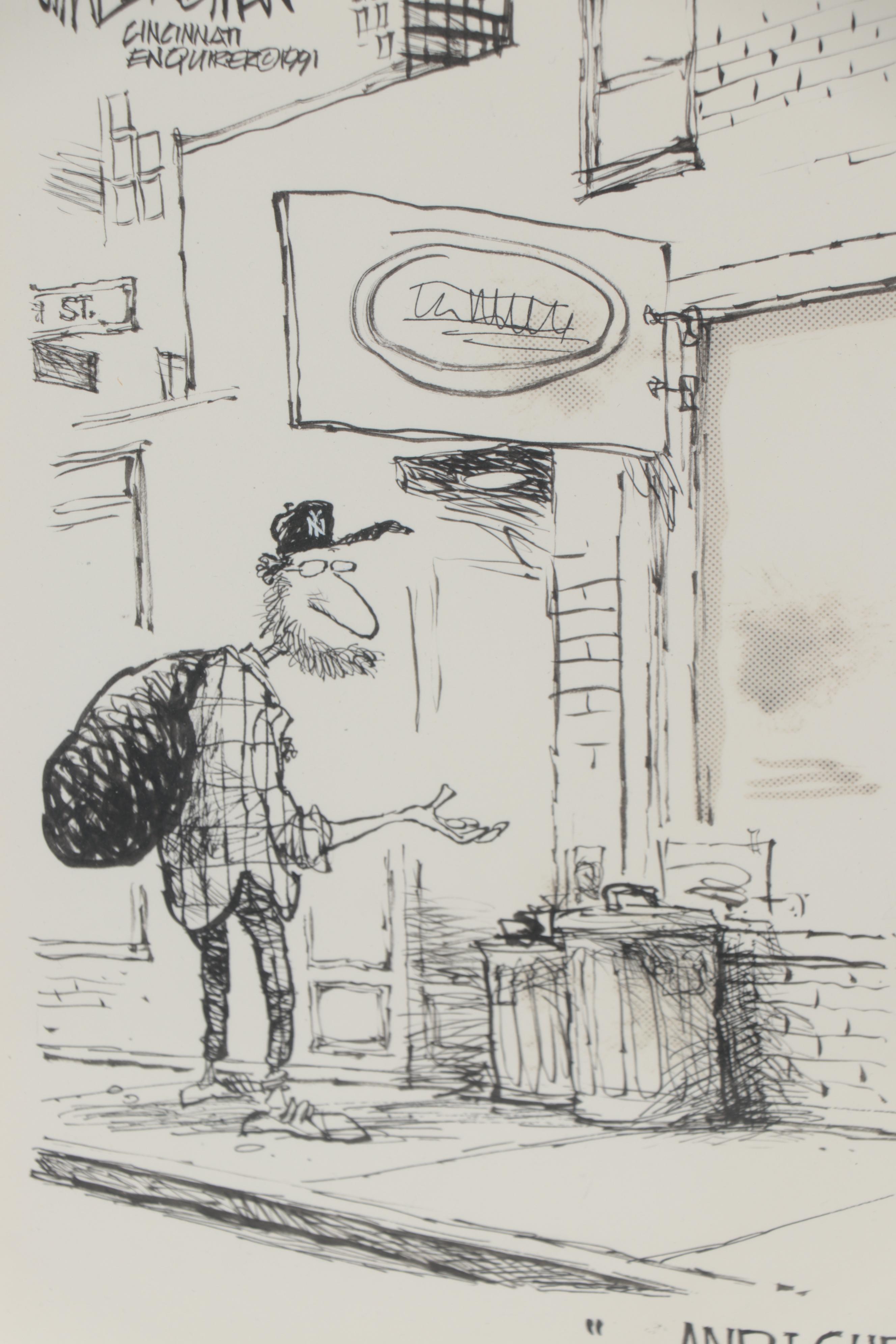 Jim Borgman Ink Drawing for "The Cincinnati Enquirer," 1991