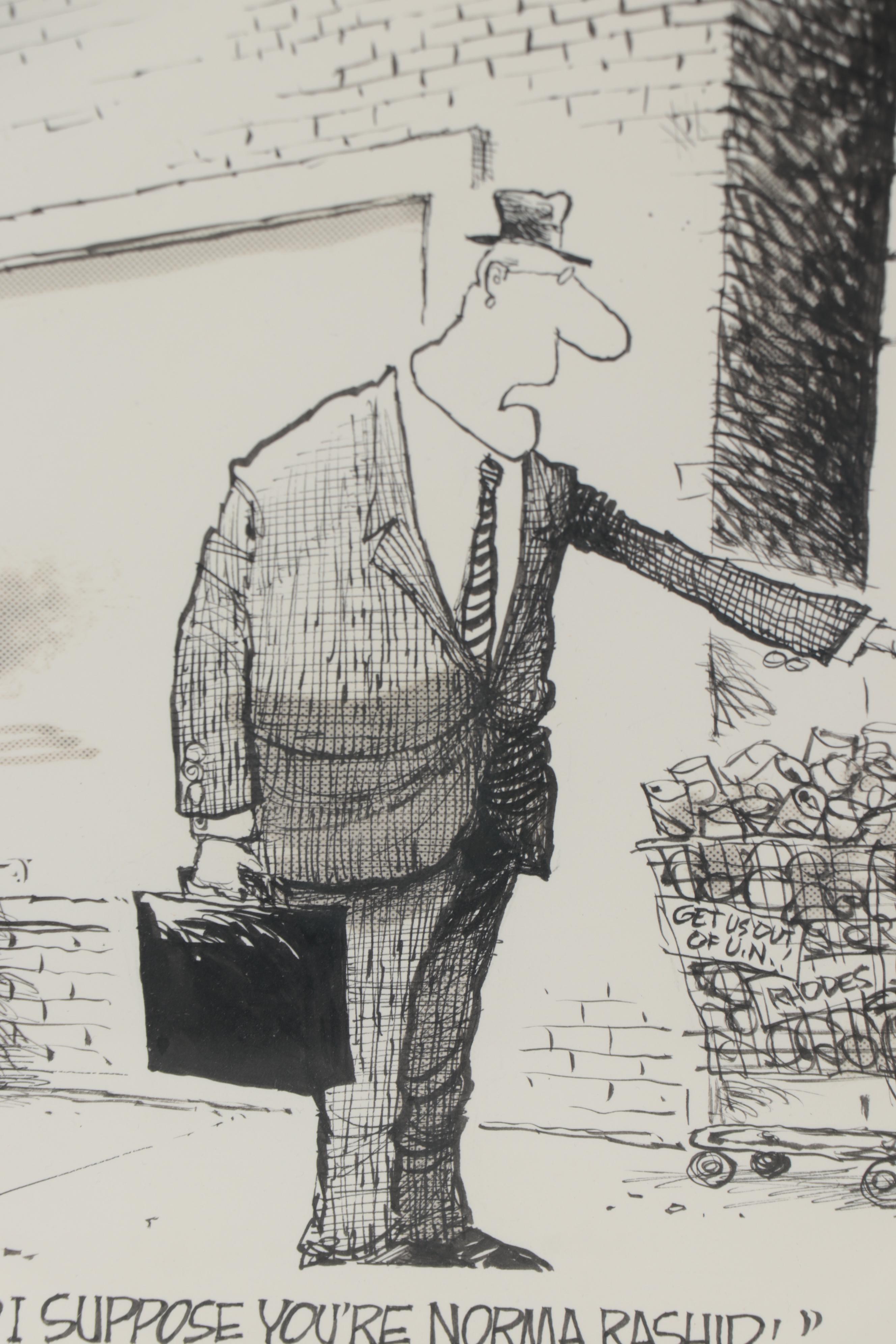 Jim Borgman Ink Drawing for "The Cincinnati Enquirer," 1991