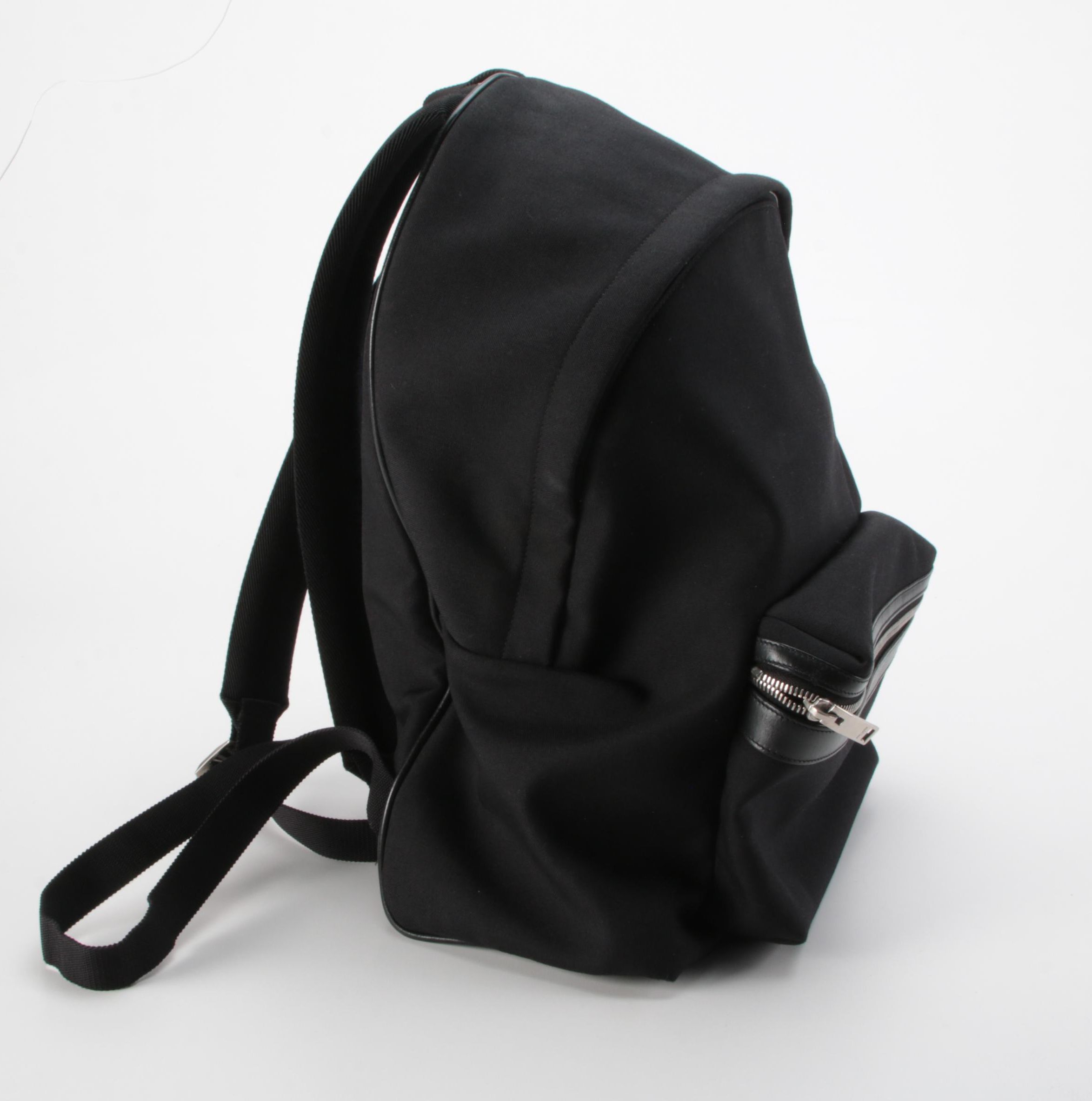 Yves Saint Laurent City Backpack in Black Canvas with Leather Trim
