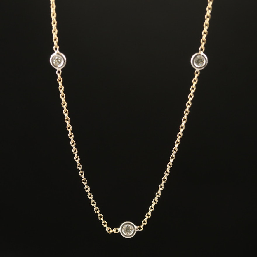 14K Diamond Station Necklace