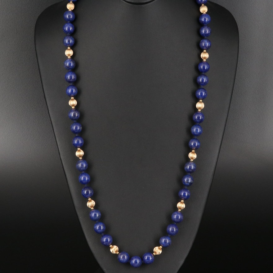 14K Lapis Lazuli Bead Necklace