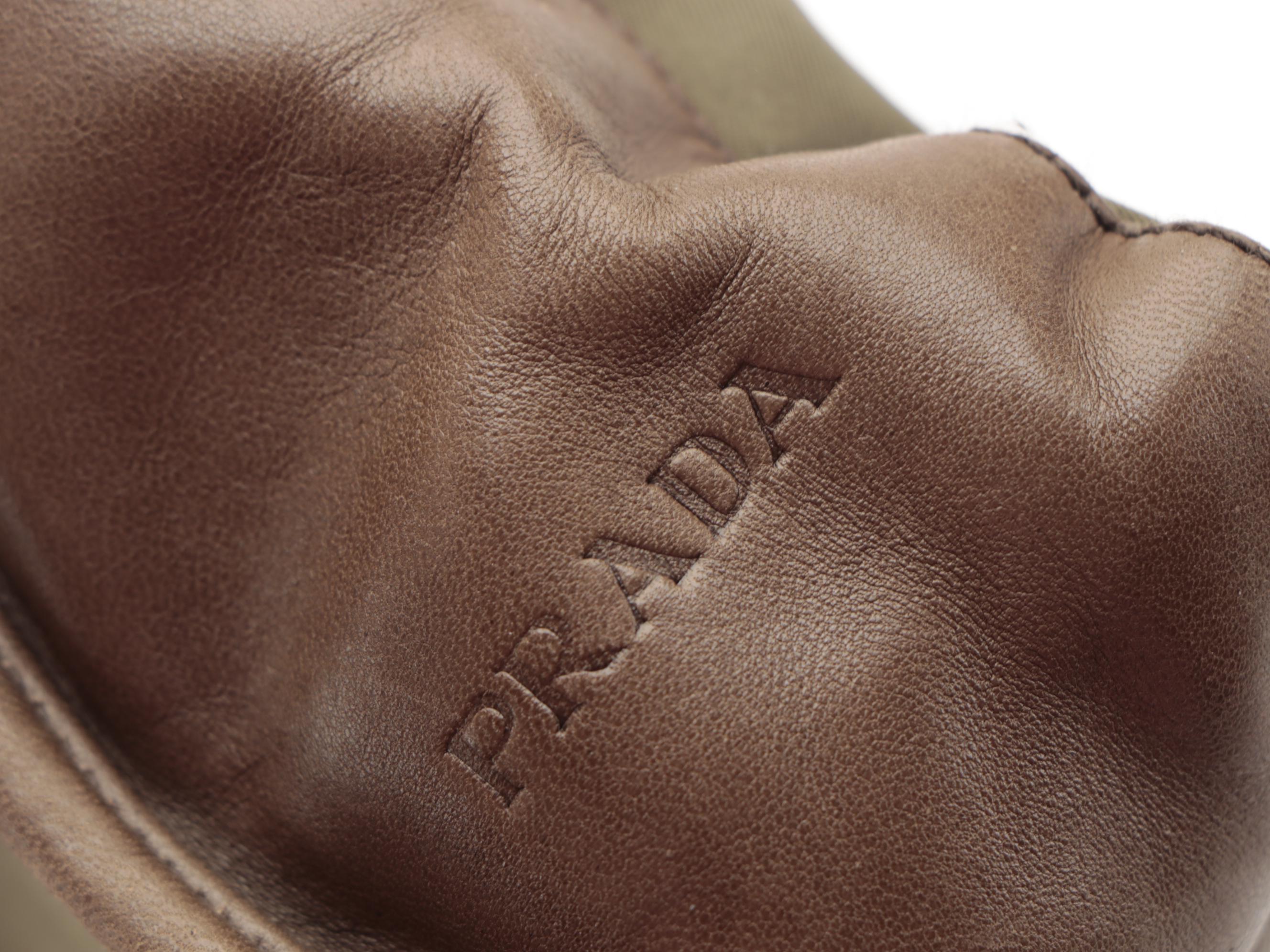 Prada Tessuto Messenger Bag in Olive Green Nylon and Brown Nappa Leather