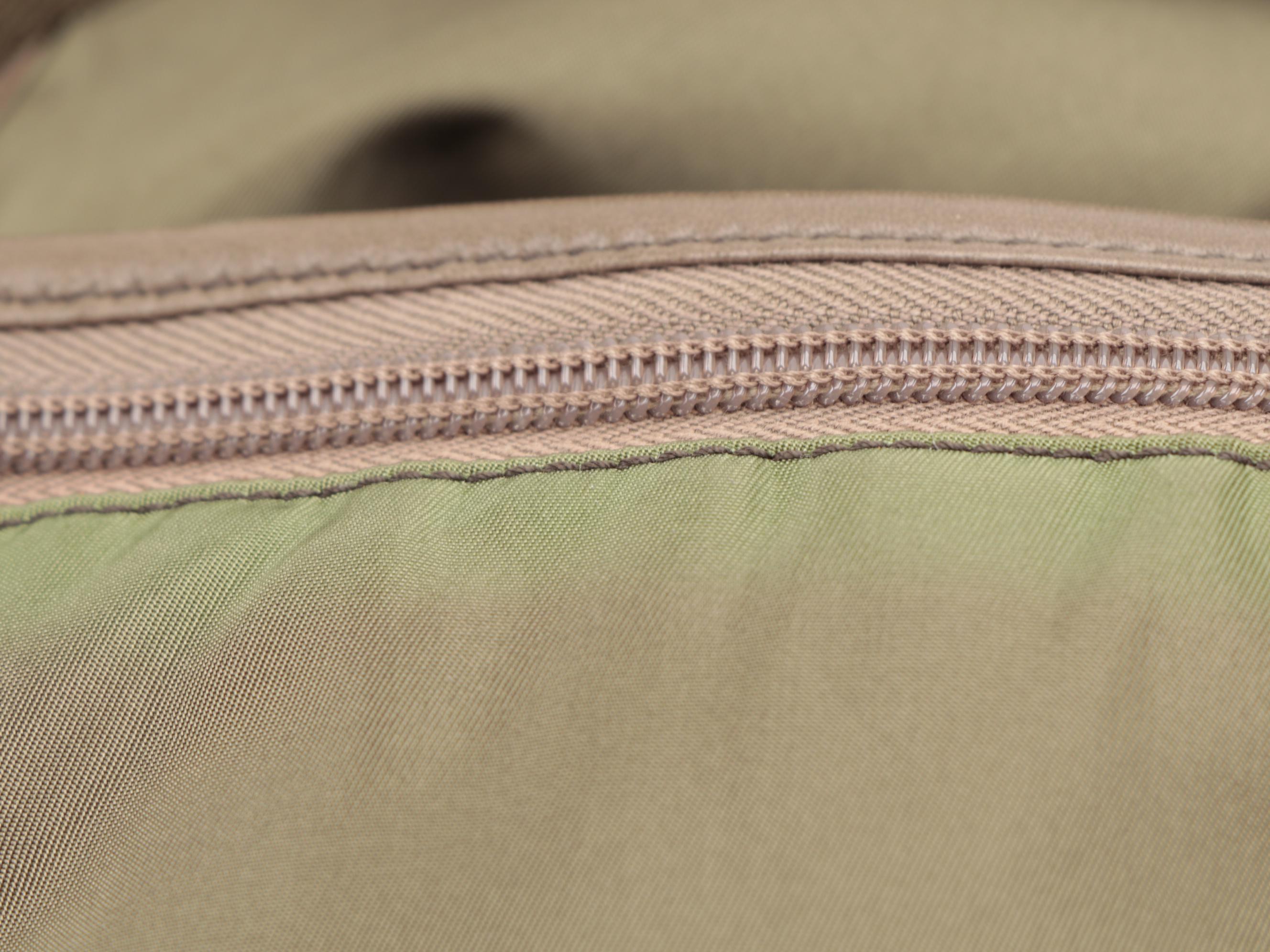 Prada Tessuto Messenger Bag in Olive Green Nylon and Brown Nappa Leather