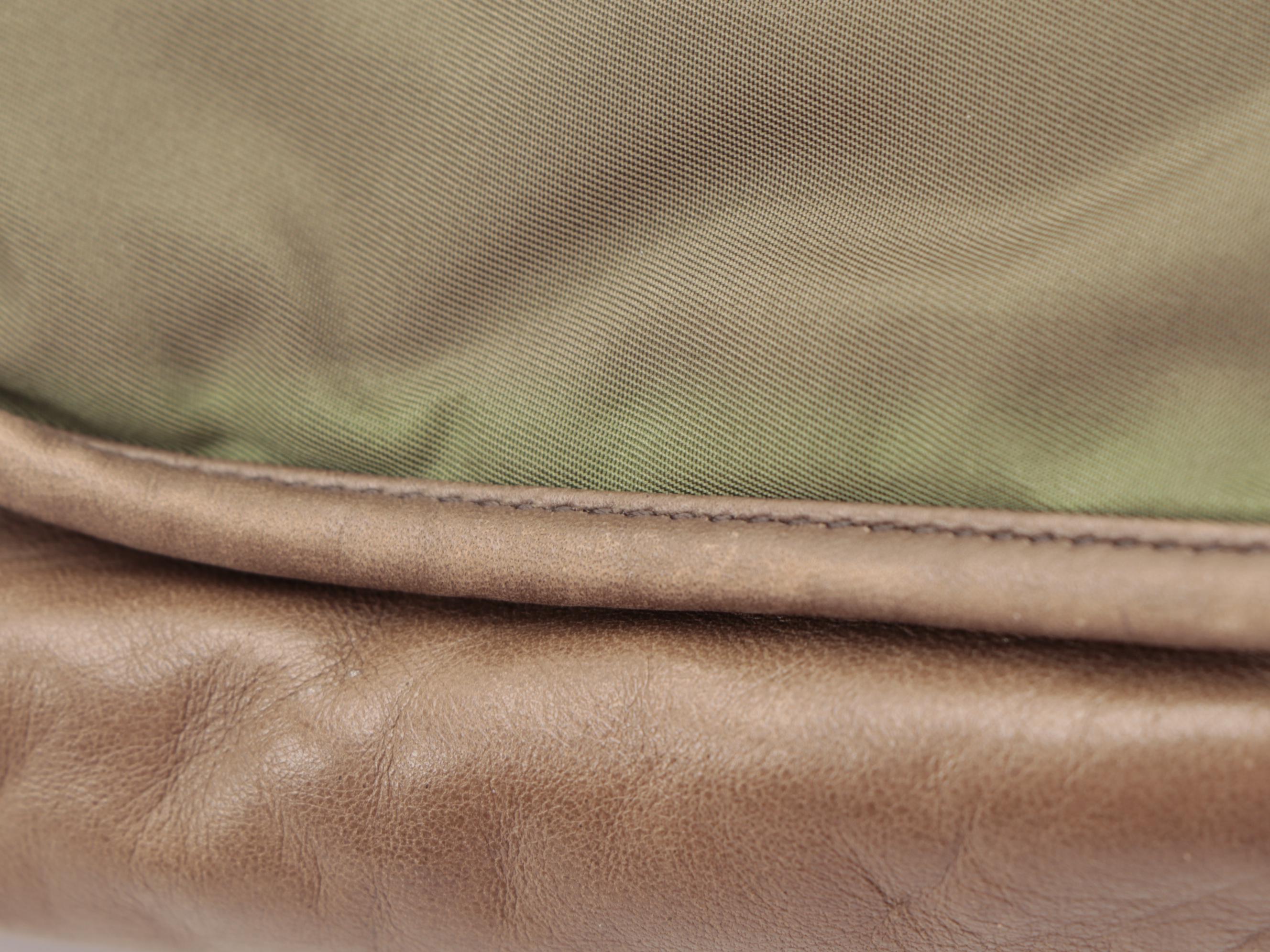 Prada Tessuto Messenger Bag in Olive Green Nylon and Brown Nappa Leather
