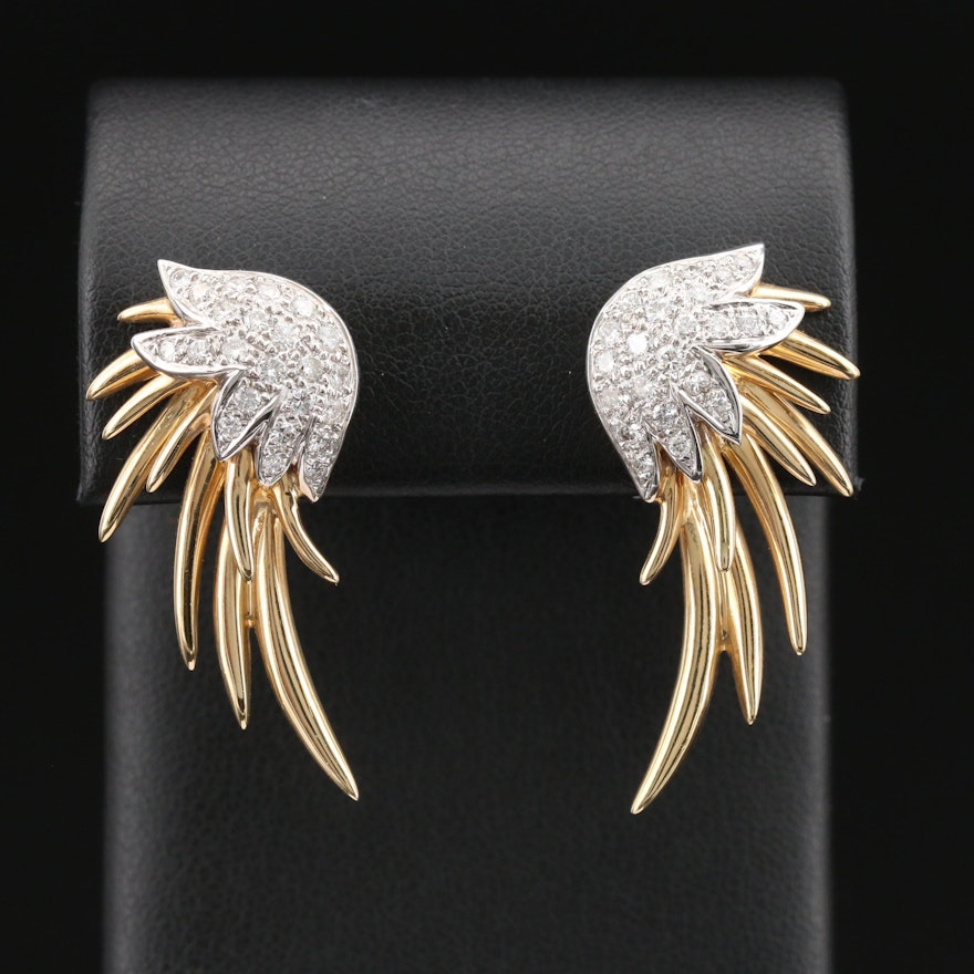 14K 1.52 CTW Diamond Wing Earrings