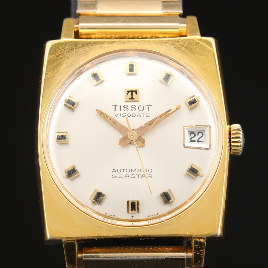 Vintage Tissot Seastar Visodate Gold Plated Automatic Wristwatch