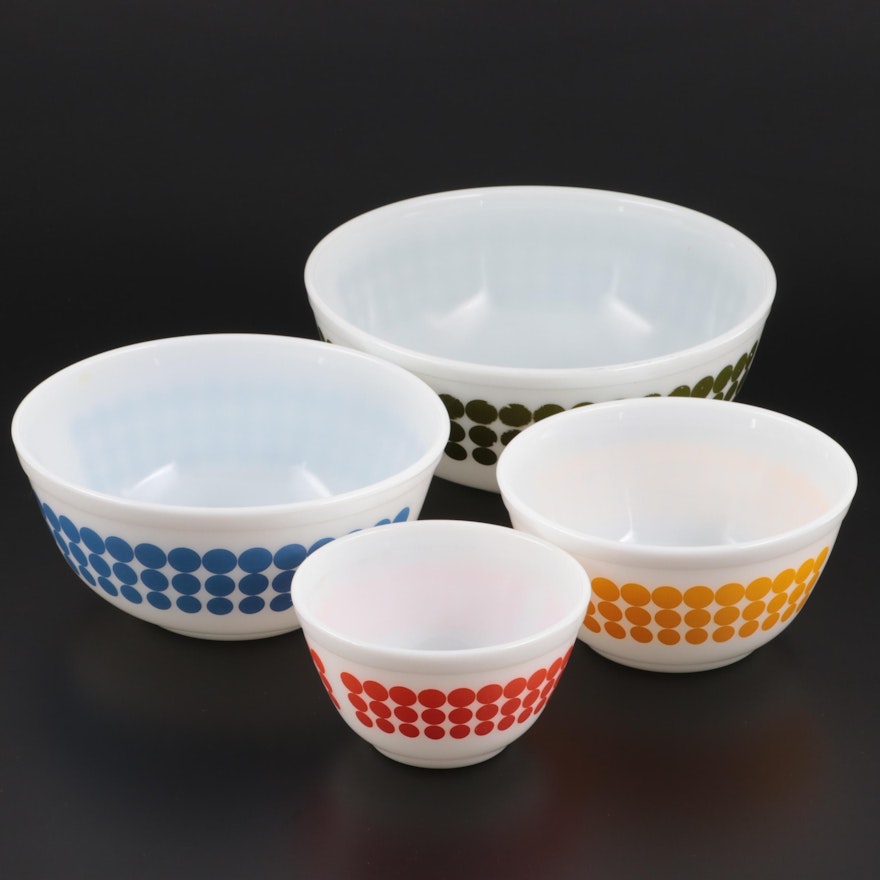 Pyrex "Dot" Glass Mixing Bowl Set, 1968–1972